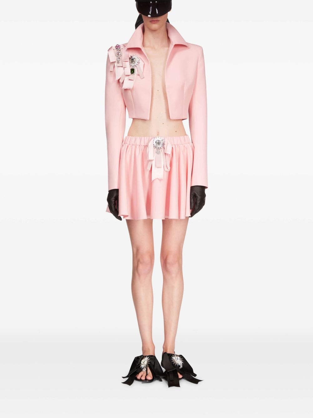 crystal-embellished cropped jacket - 2