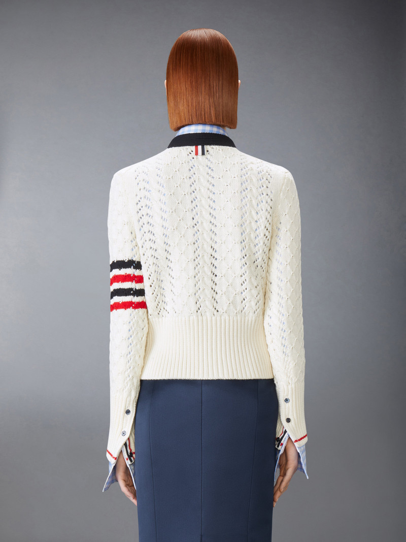 CABLE POINTELLE STITCH MERINO WOOL 4-BAR CARDIGAN 3