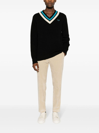 Fred Perry logo-embroidered ribbed-knit jumper outlook