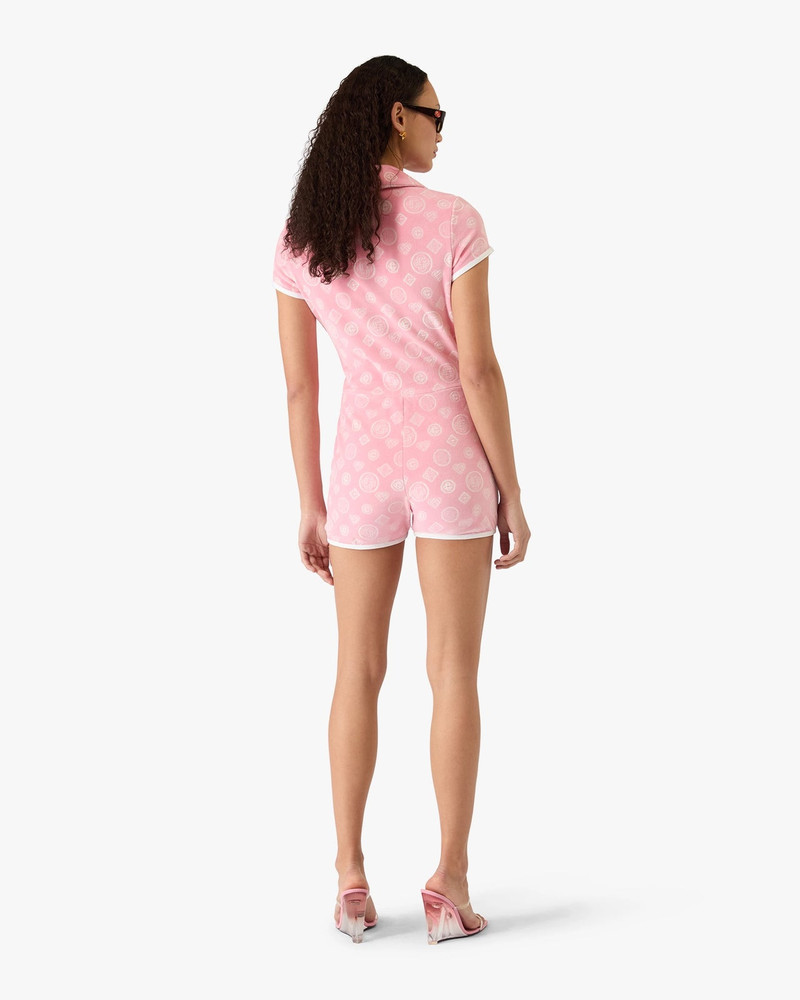 Pink Velour Monogram Playsuit | Casablanca Paris 3