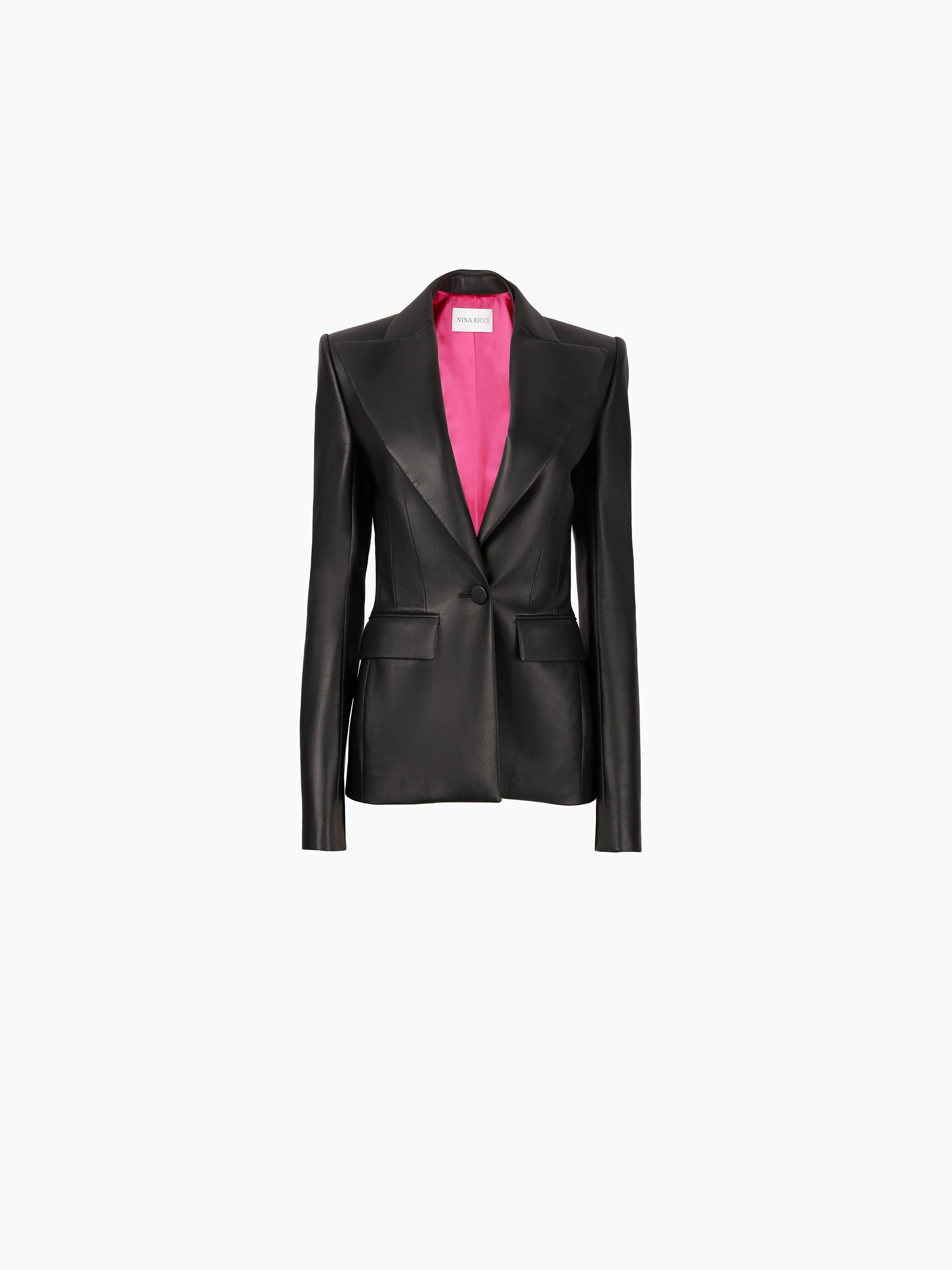 LEATHER SINGLE BUTTON BLAZER - 5