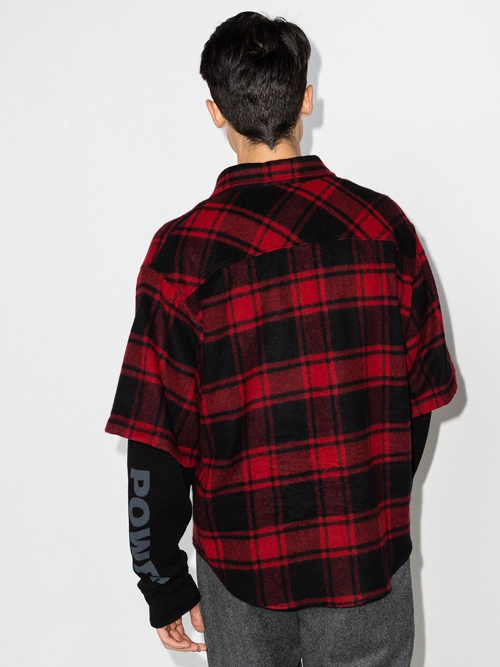 layered check print shirt - 3