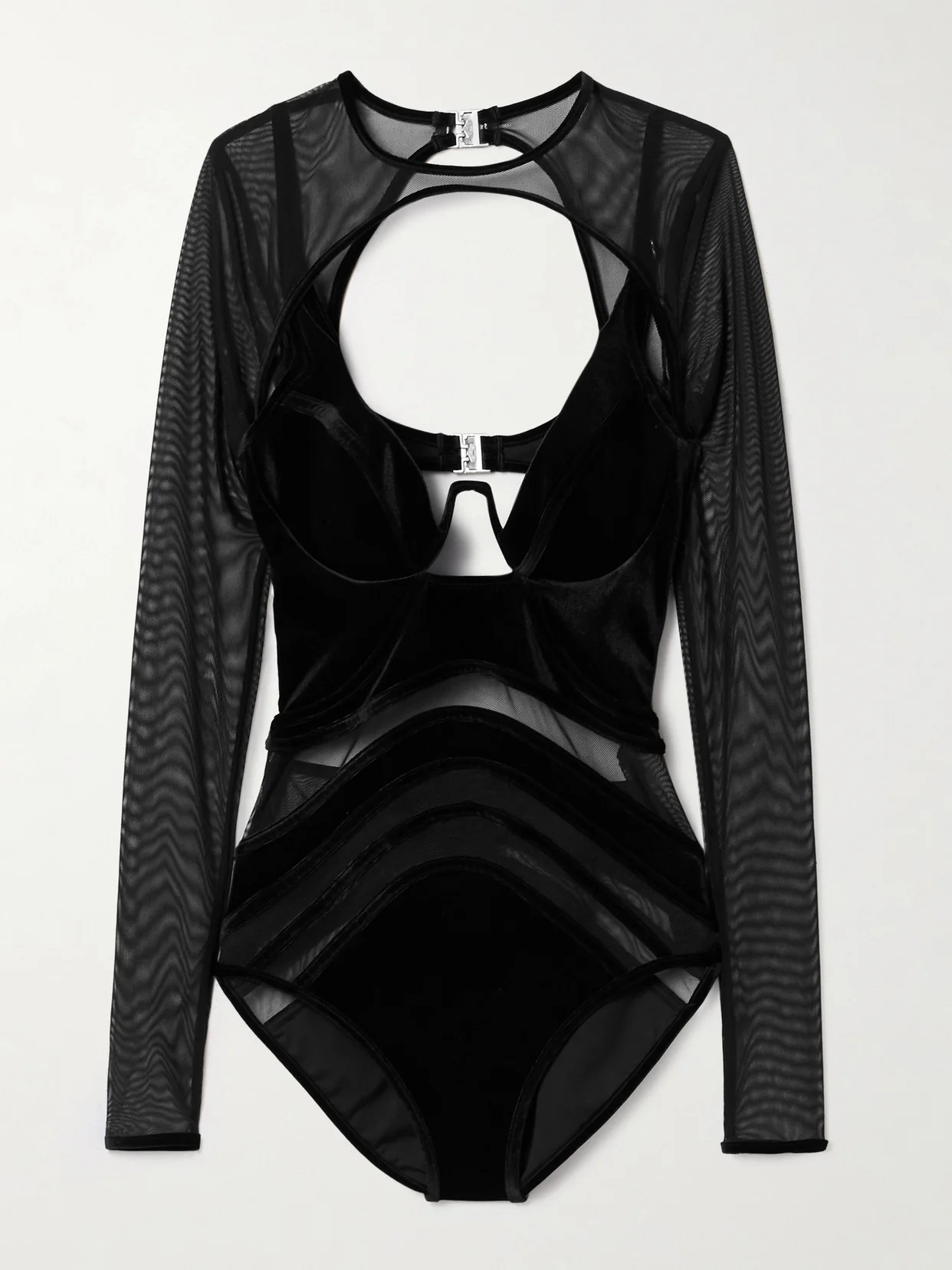 Rhiannon Underwired Mesh And Velour Swimsuit - 1