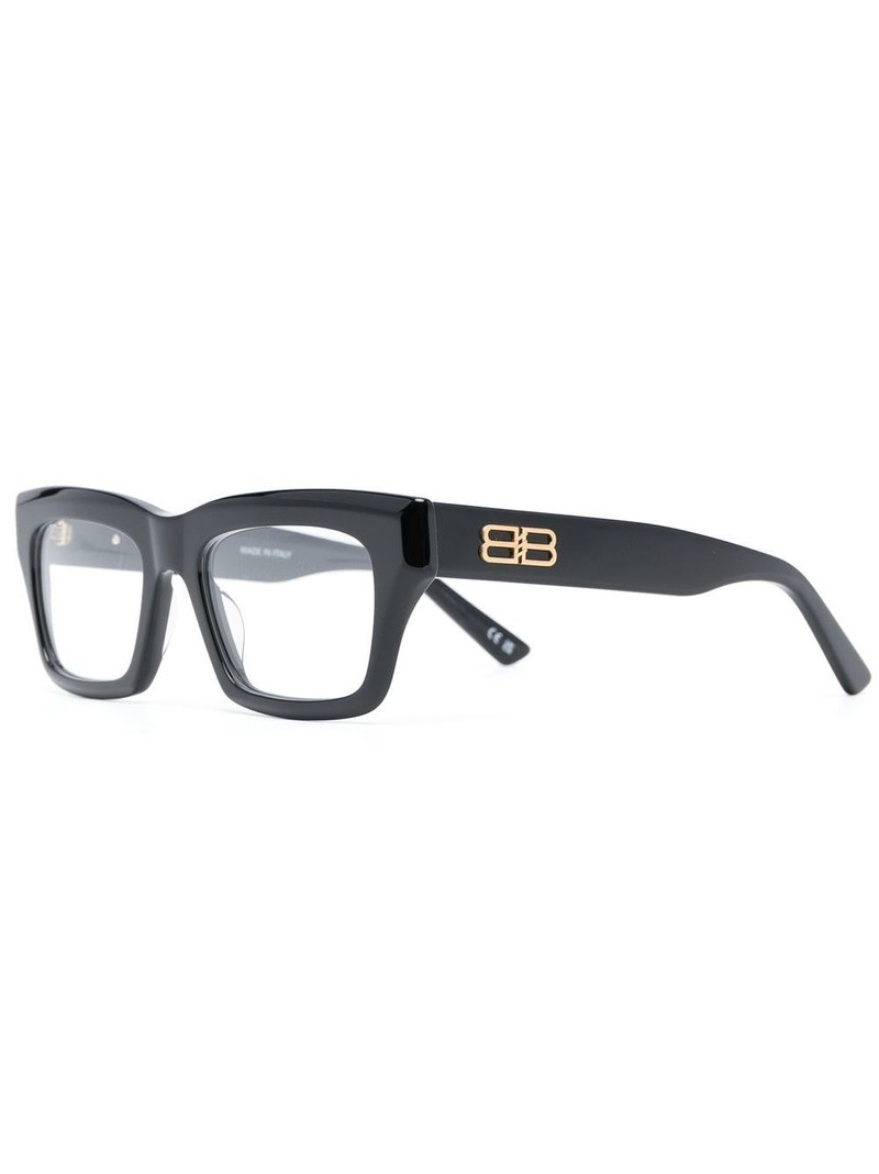BALENCIAGA logo-plaque square-frame glasses outlook