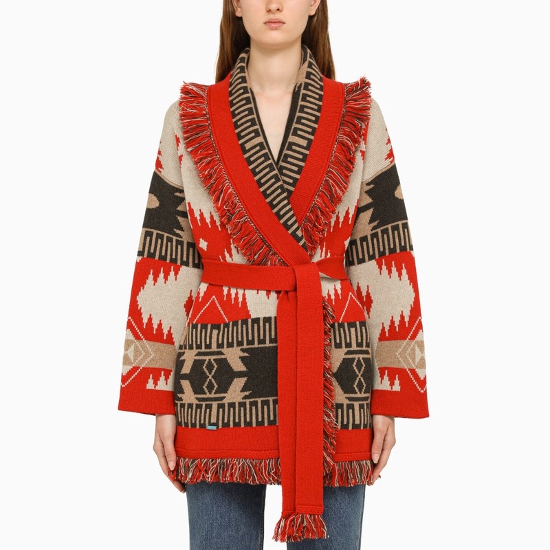 Icon Jacquard sand/red cardigan - 1