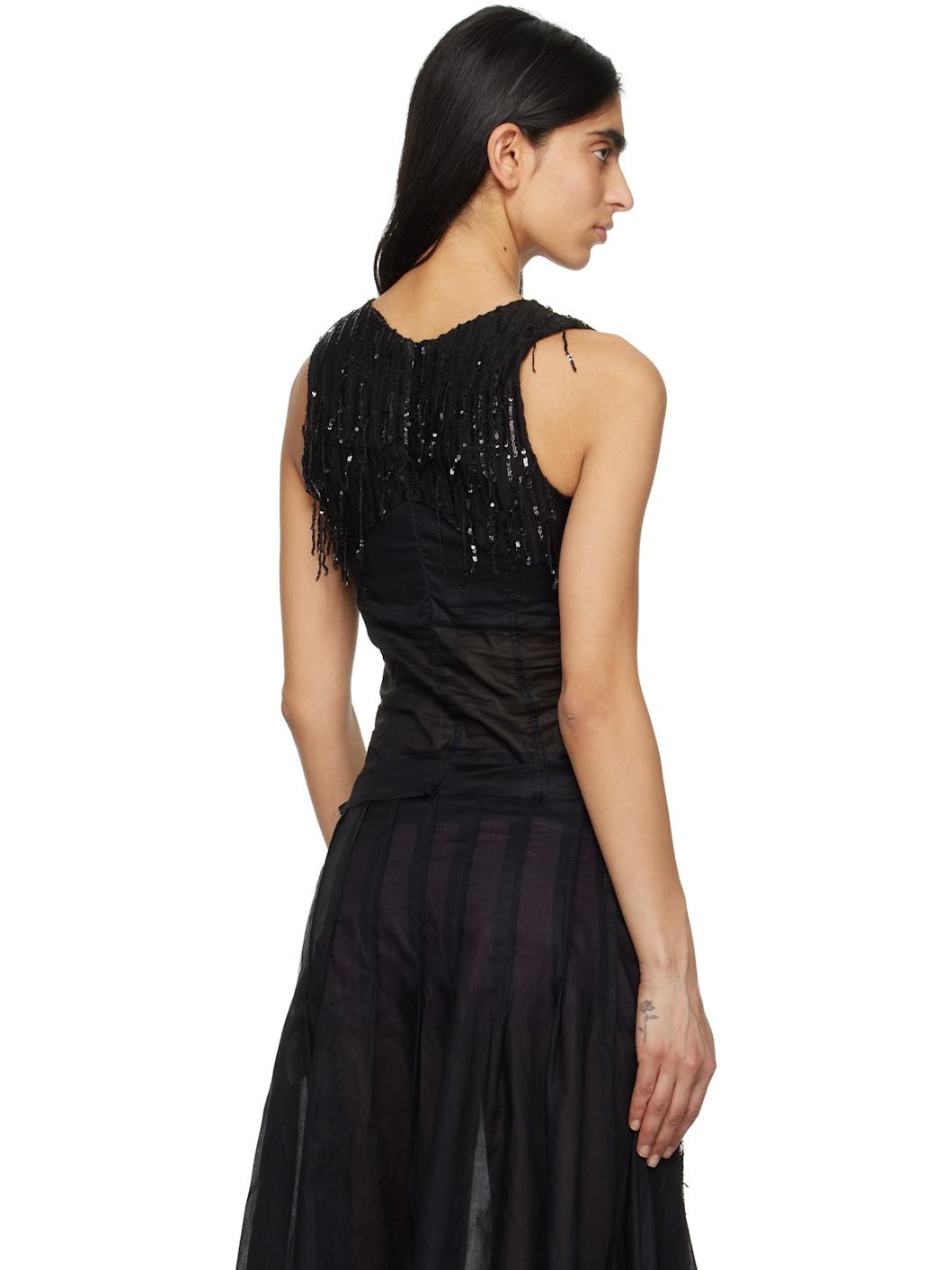 Black Dripping Sensible Tank Top - 3