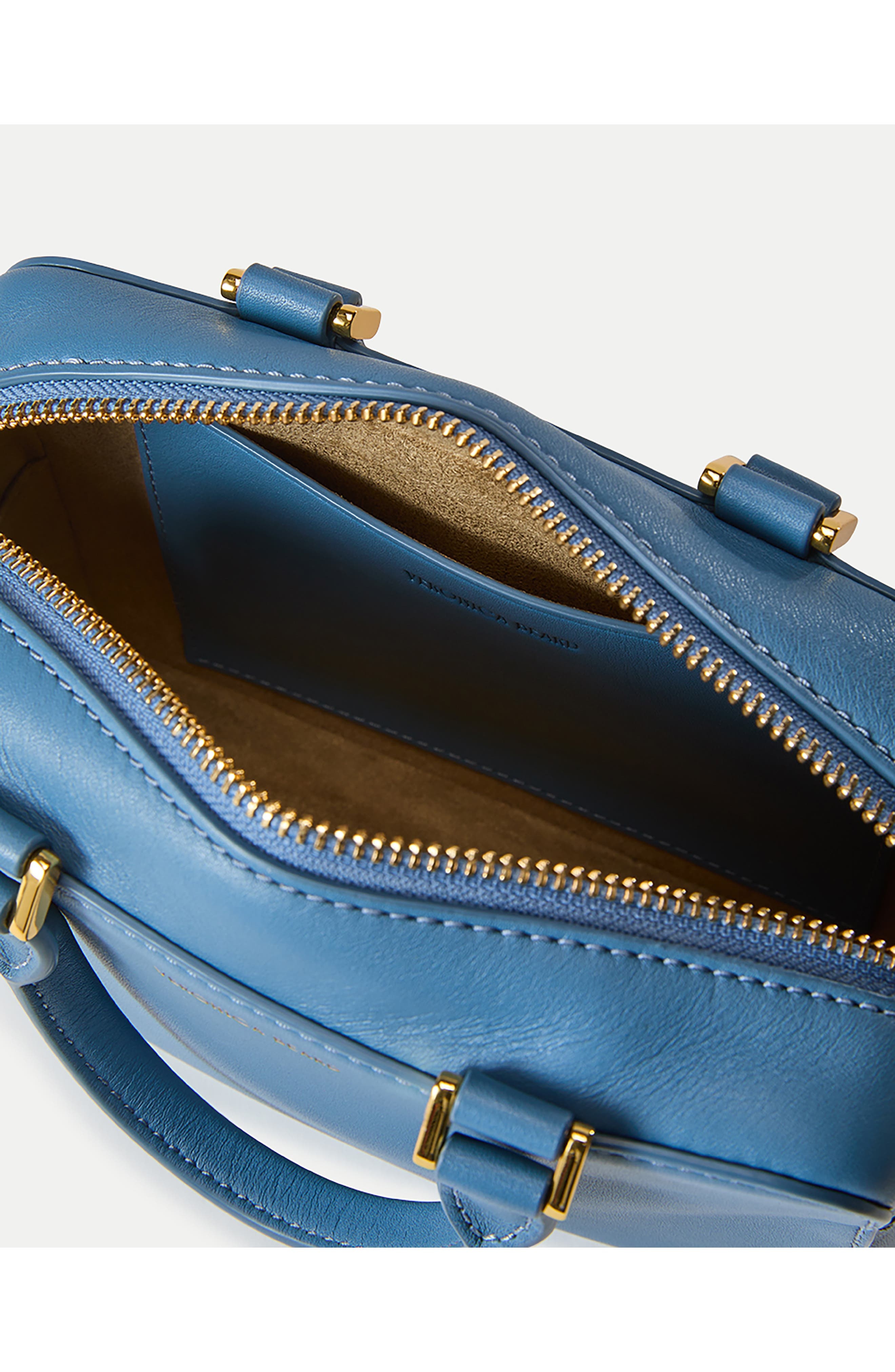 Veronica Beard Boxy Top Handle Leather Bag in Blue Lake at Nordstrom - 4