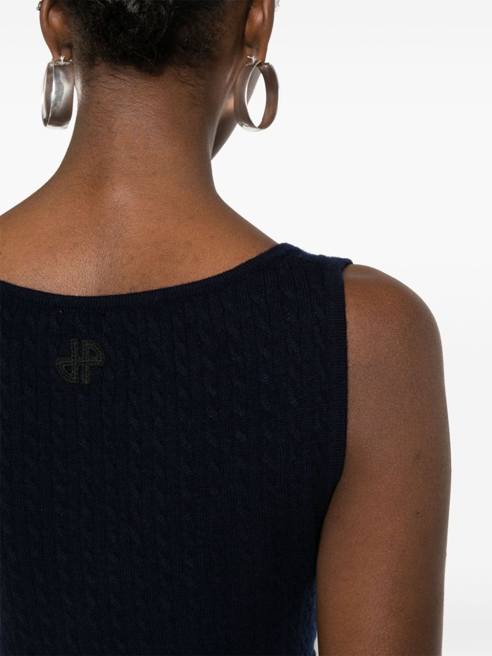 logo-patch cable-knit dress - 5