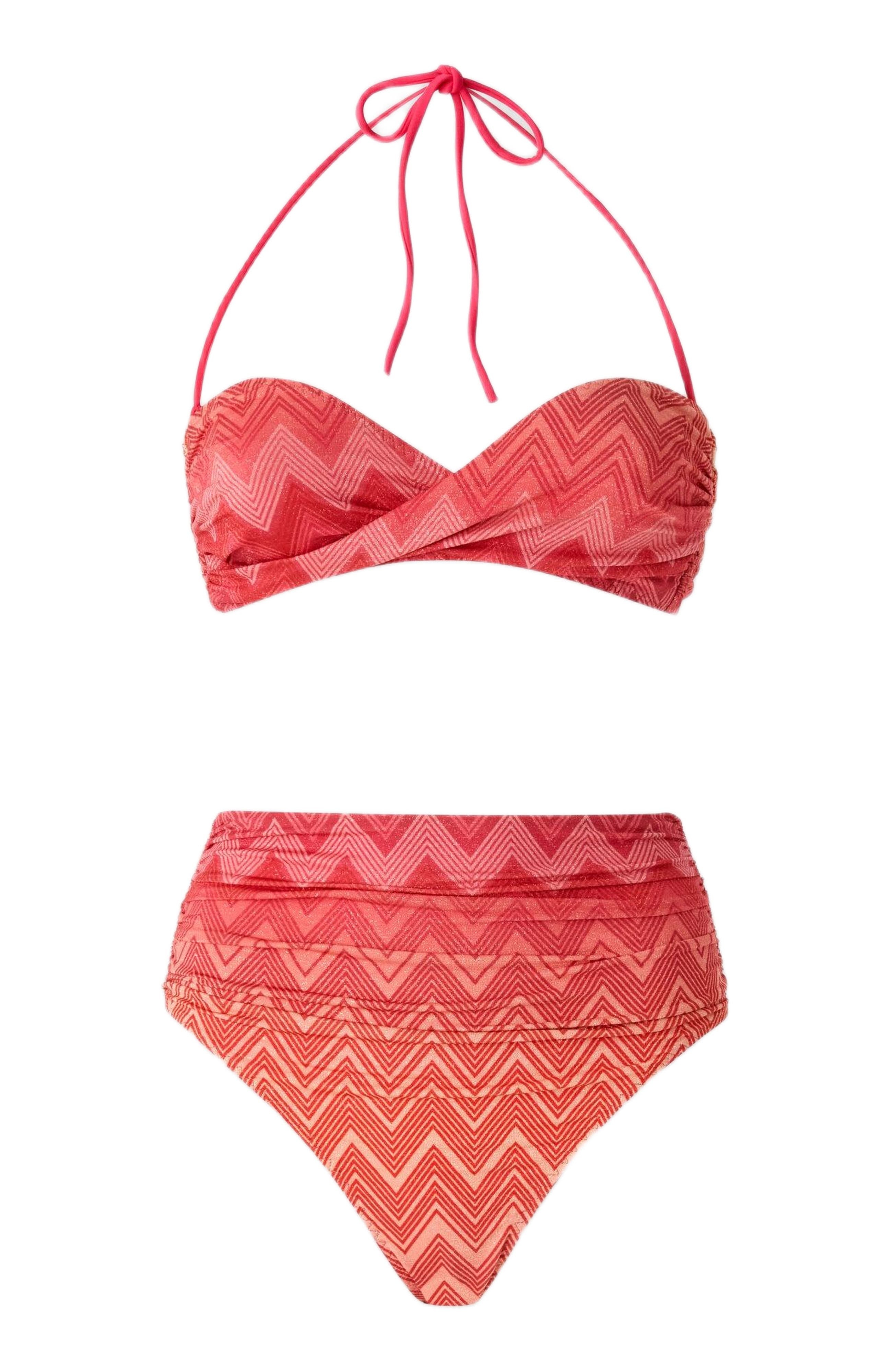 Missoni Zig Zag Lamé Stretch Nylon Bikini With High Bottom in Red at Nordstrom - 2