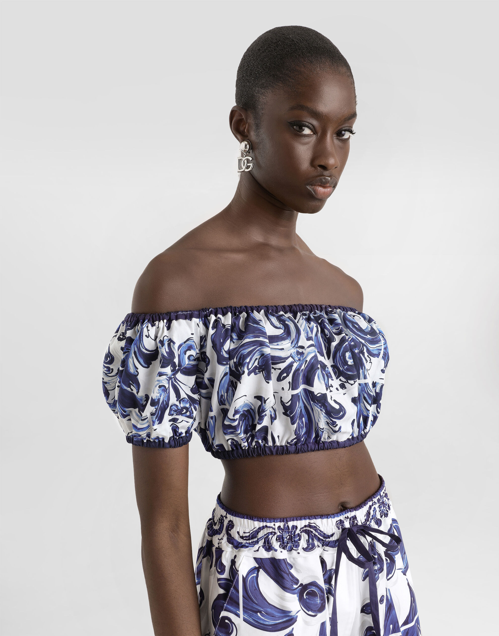 Majolica-print cotton top - 4