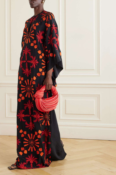 Johanna Ortiz + NET SUSTAIN Historias Salvajes embroidered silk crepe de chine maxi dress outlook