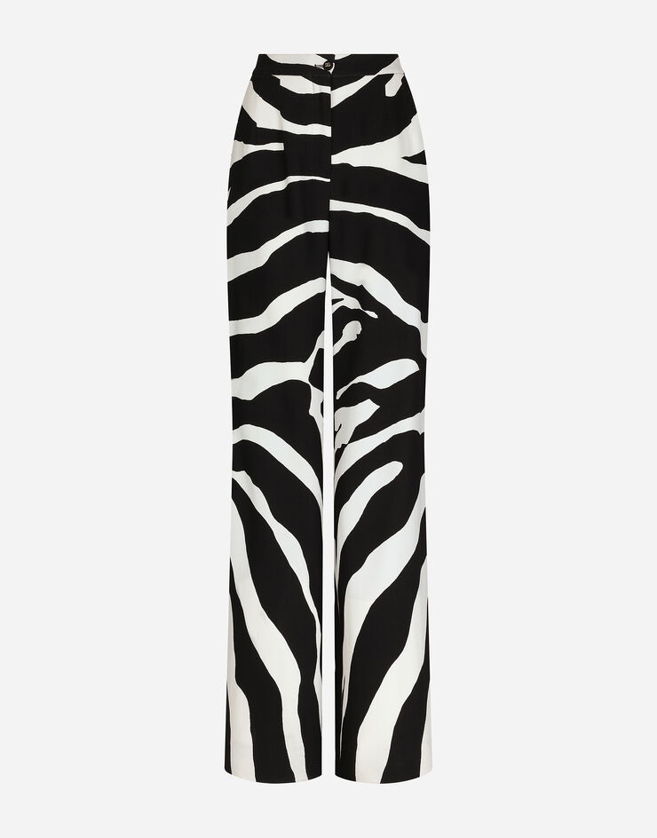 Flared zebra-print cady pants - 1