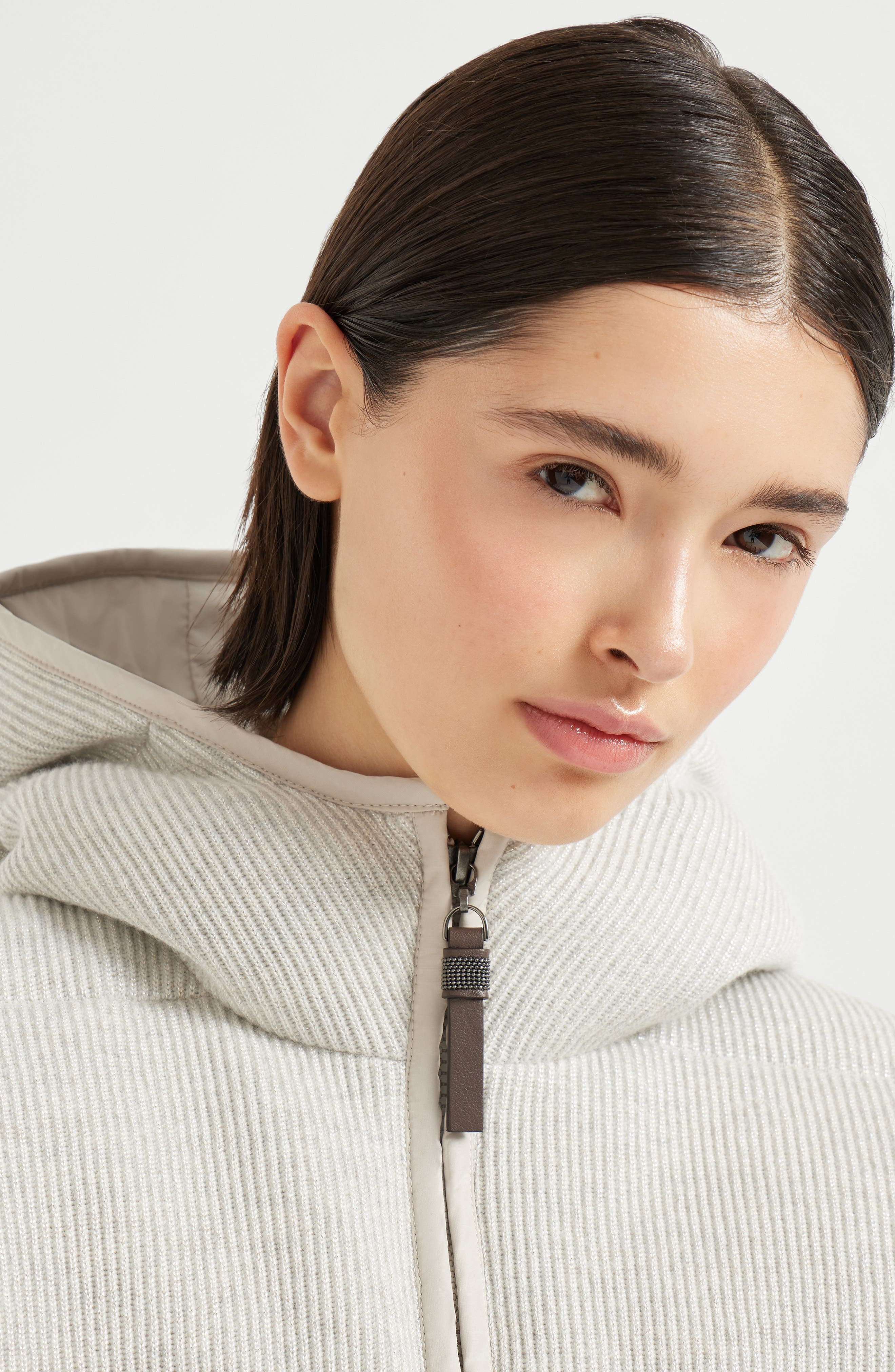 Brunello Cucinelli English rib knit down vest in Silver at Nordstrom - 4