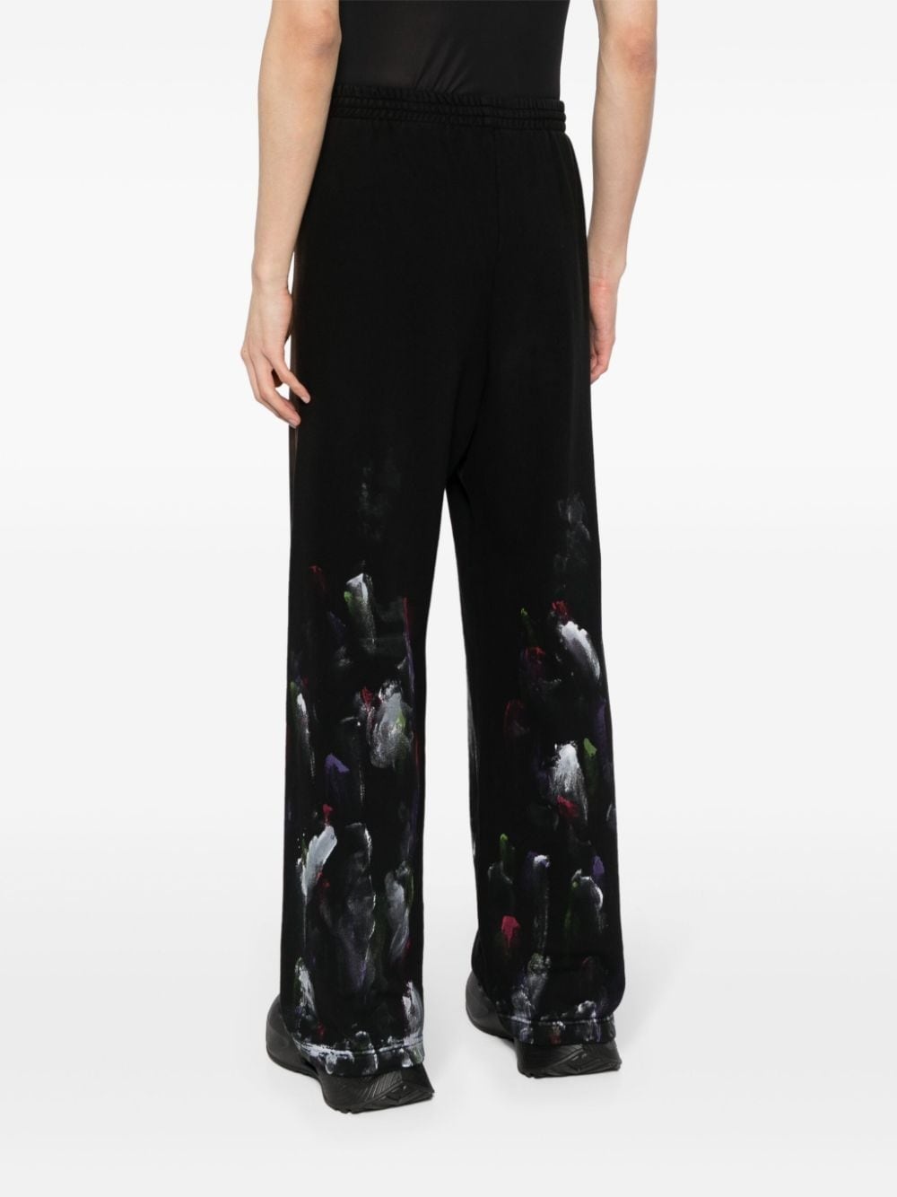 painterly-print cotton track pants - 5