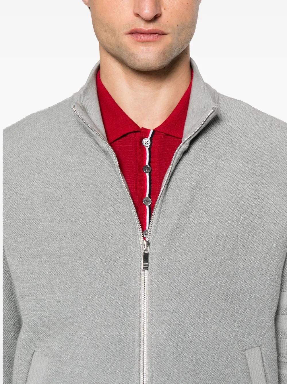 THOM BROWNE - Men Zip Up Funnel Neck Jacket - 4