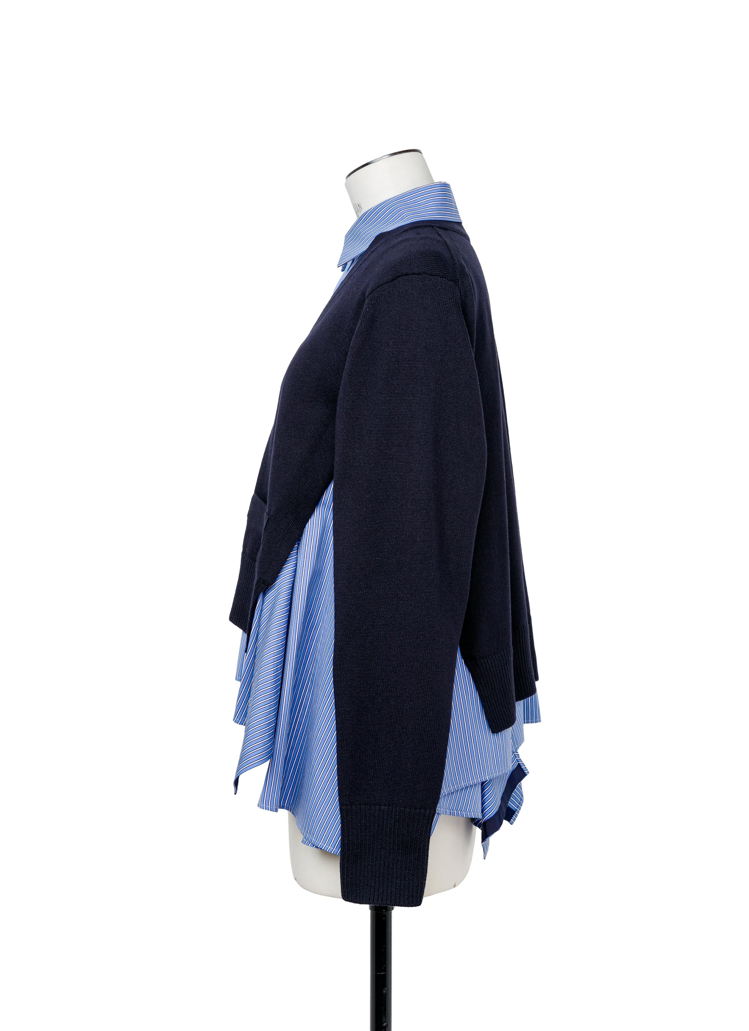 Cotton Poplin x Knit Cardigan - 3