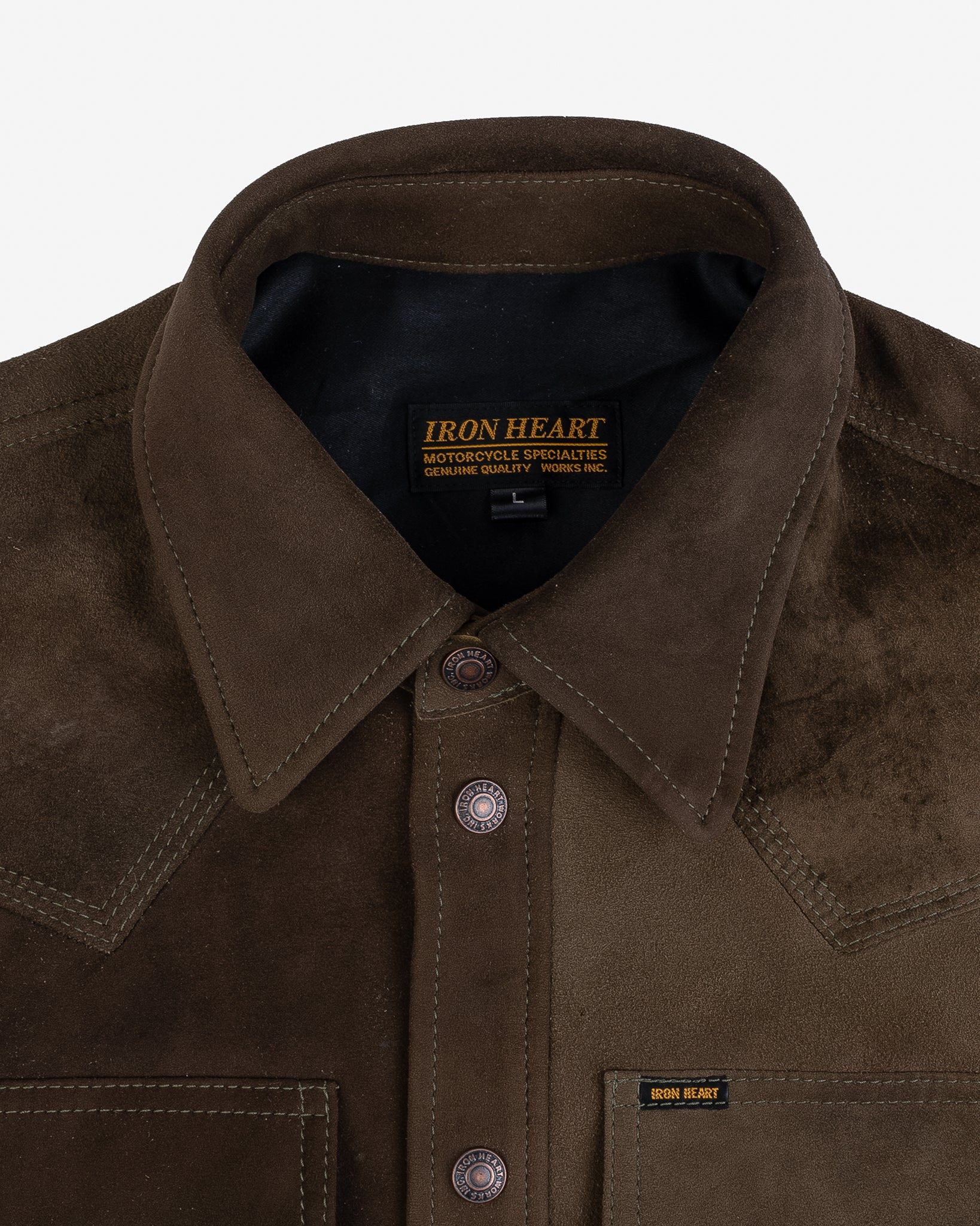 IHSB-BIGBUCK-OLV Deerskin Western Shirt 'The Big Buck' - Olive - 8