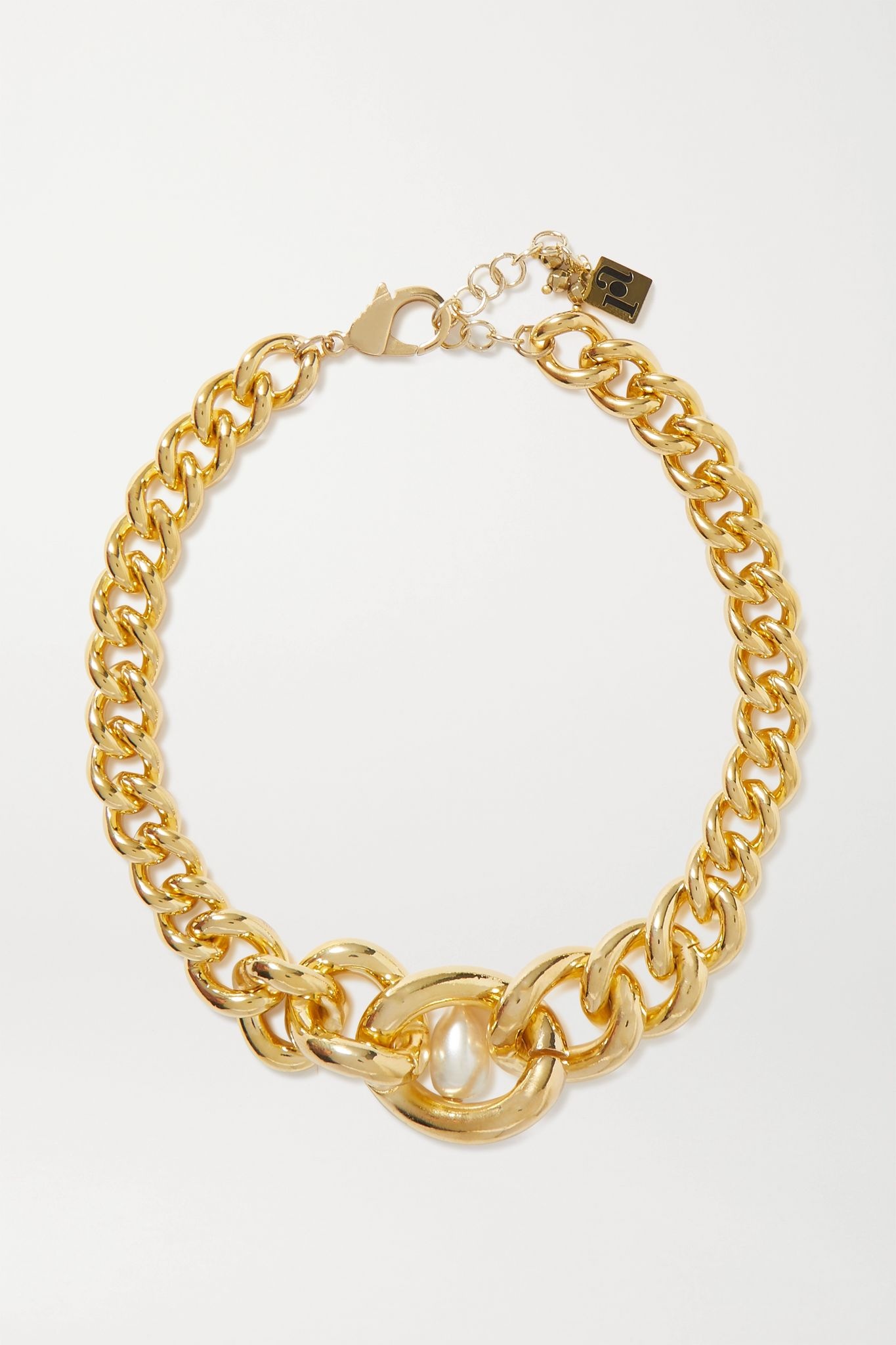 Canasta gold-tone faux pearl choker - 1