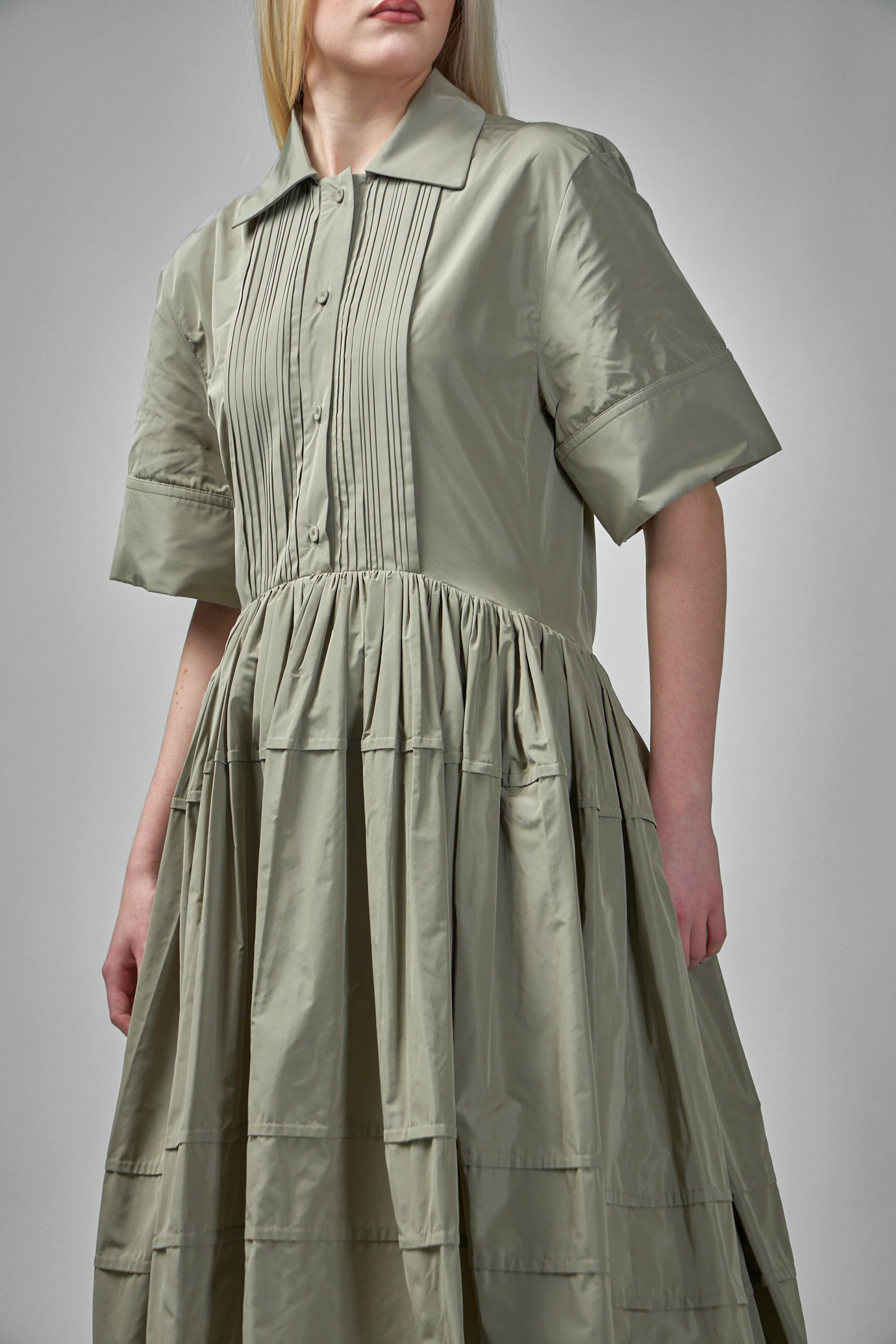 Pleated Shirt Dress - 4