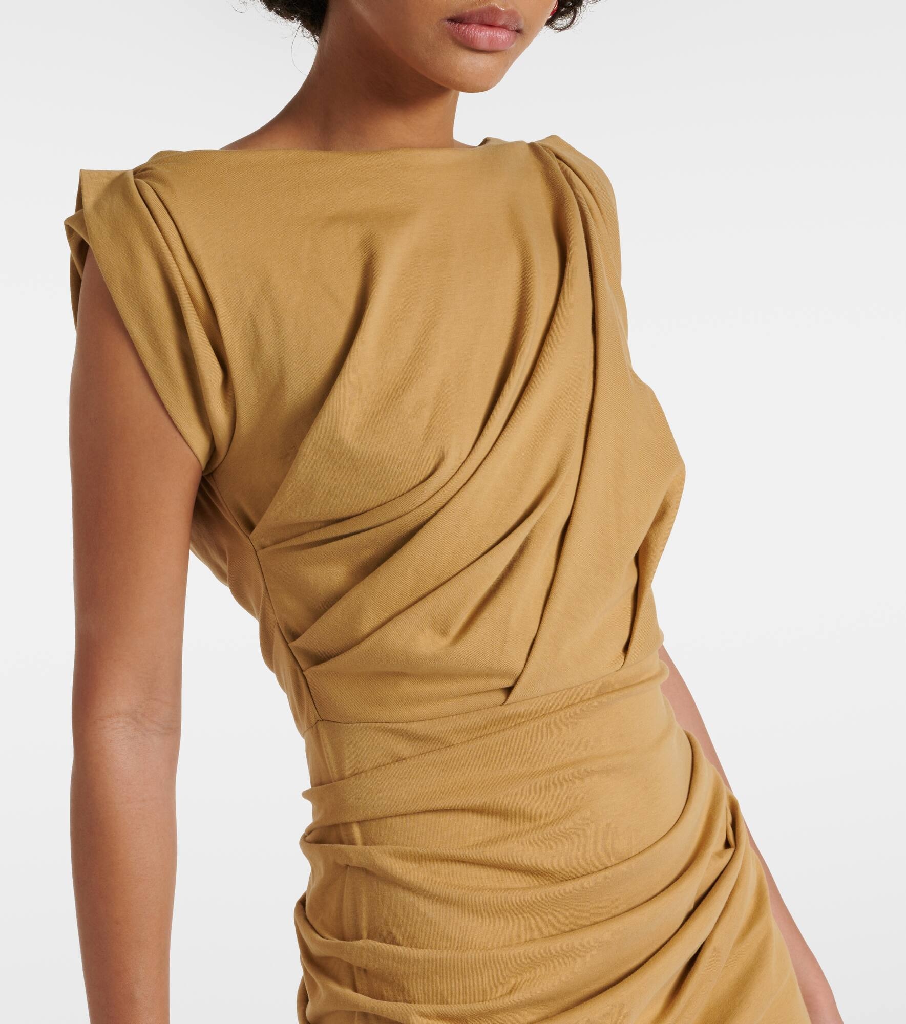 Gathered cotton jersey midi dress - 4