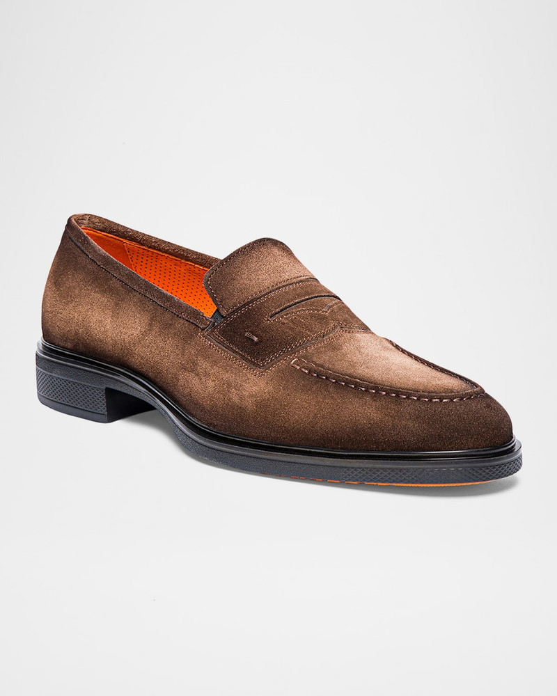 Santoni Men's Easy Suede Penny Loafers outlook