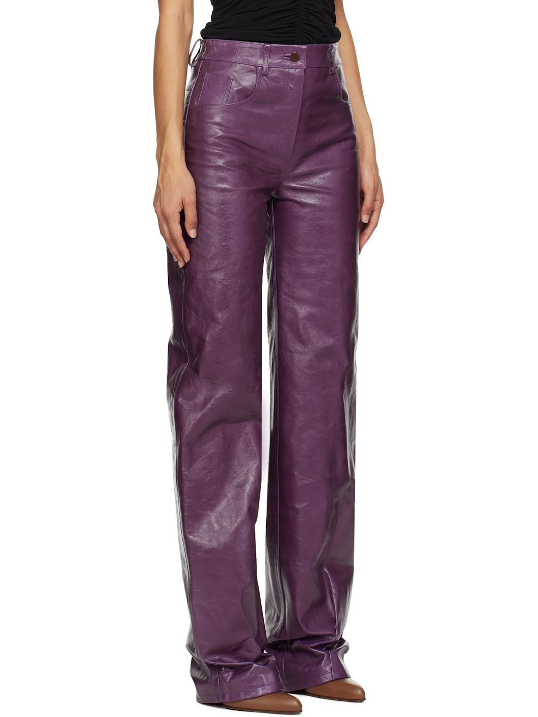Purple Vante Leather Pants - 2