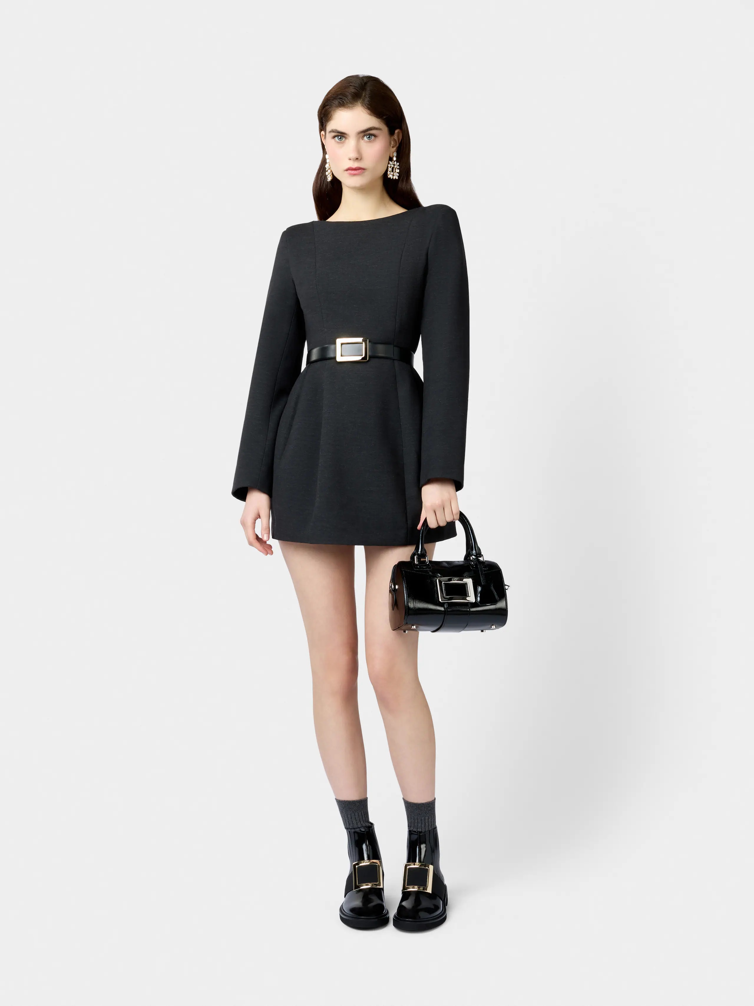 ショルダーバッグ・ポシェット Roger Vivier Belle Vivier Mini Bowling Bag In Black Patent L Viv' Choc Mini Shopping Bag in leather Black Woman