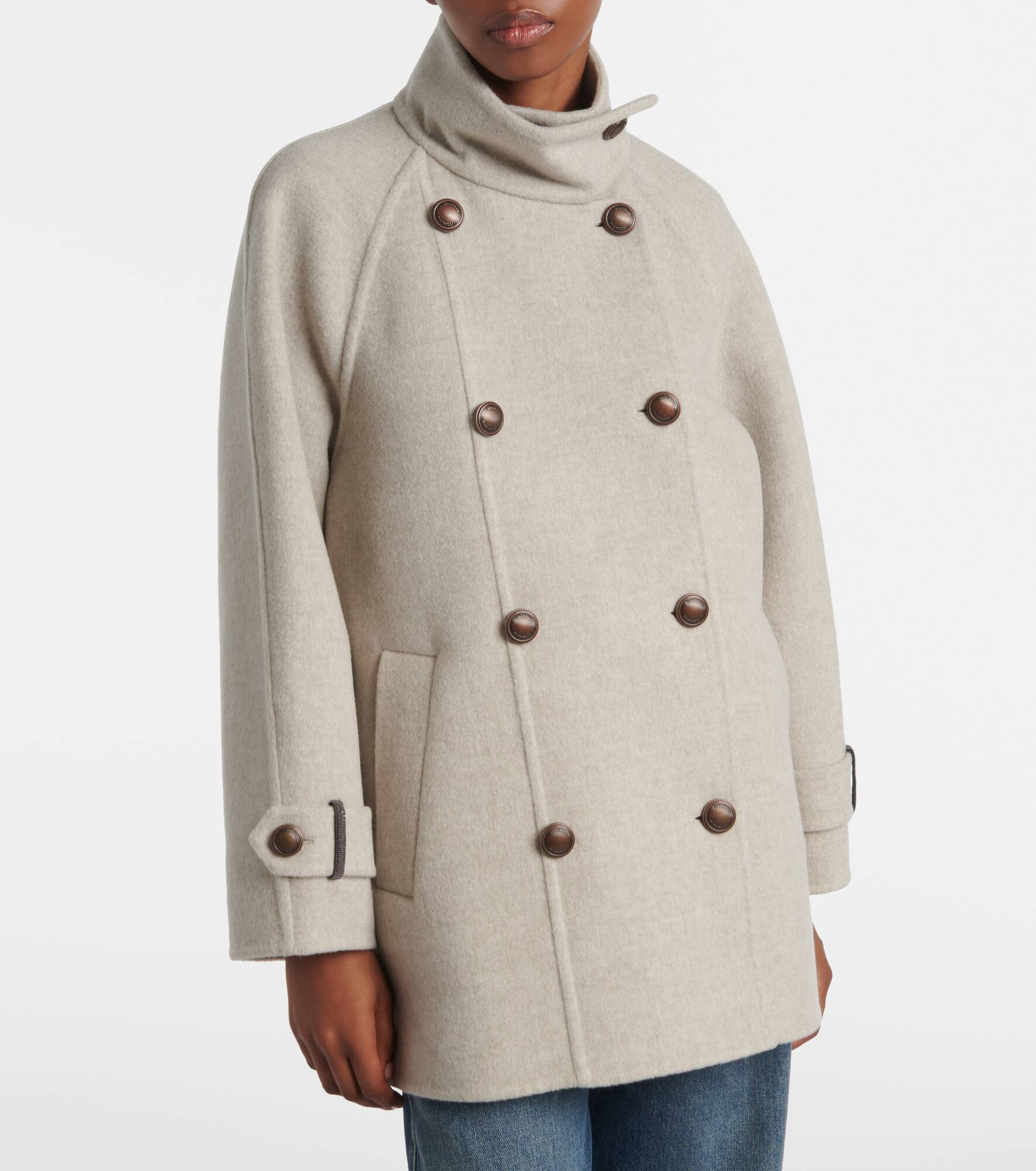 Double-breasted wool and cashmere coat - 6