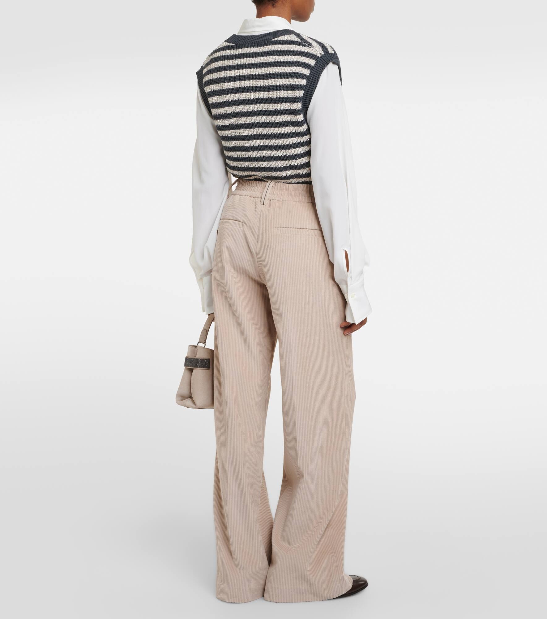 Cotton corduroy wide-leg pants - 3