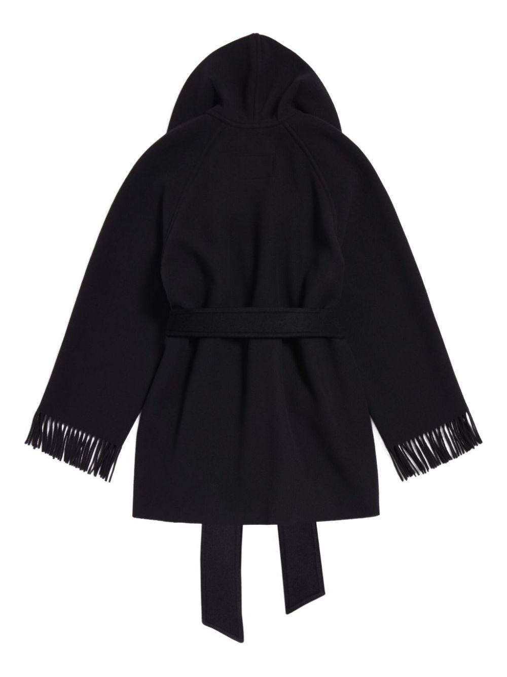fringed-edge hooded cardi-coat - 5