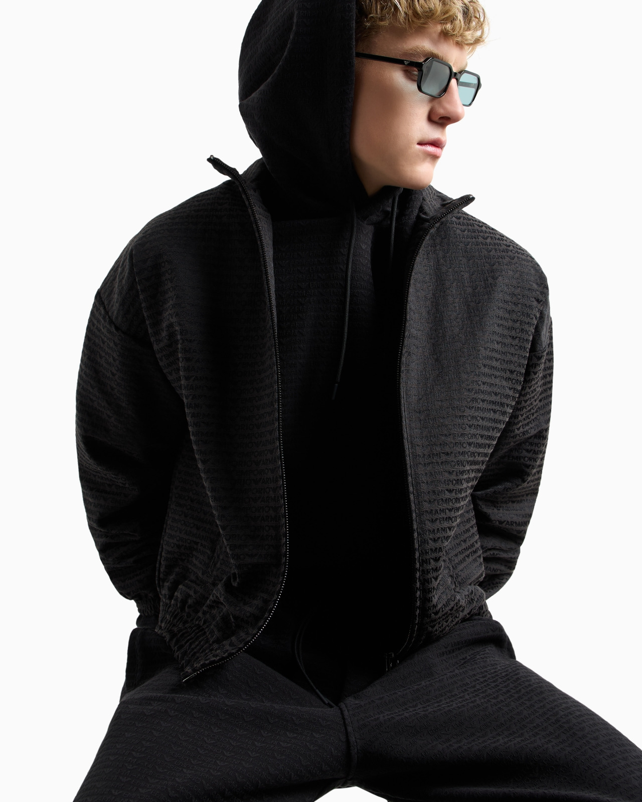 ASV JERSEY-LYOCELL BLEND HOODED SWEATSHIRT WITH ALL-OVER LETTERING - 5