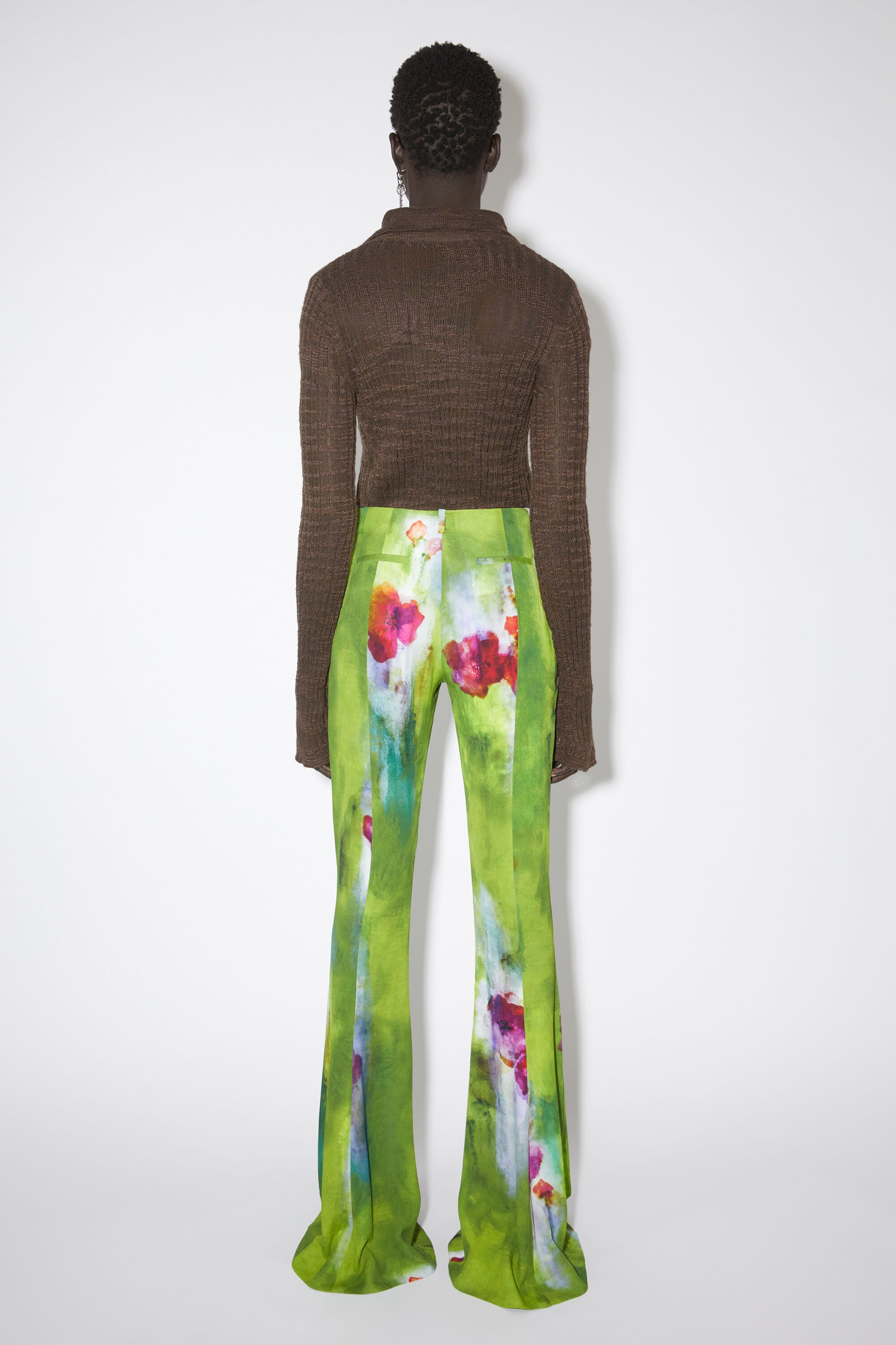 Print flared trousers - Green multi - 3
