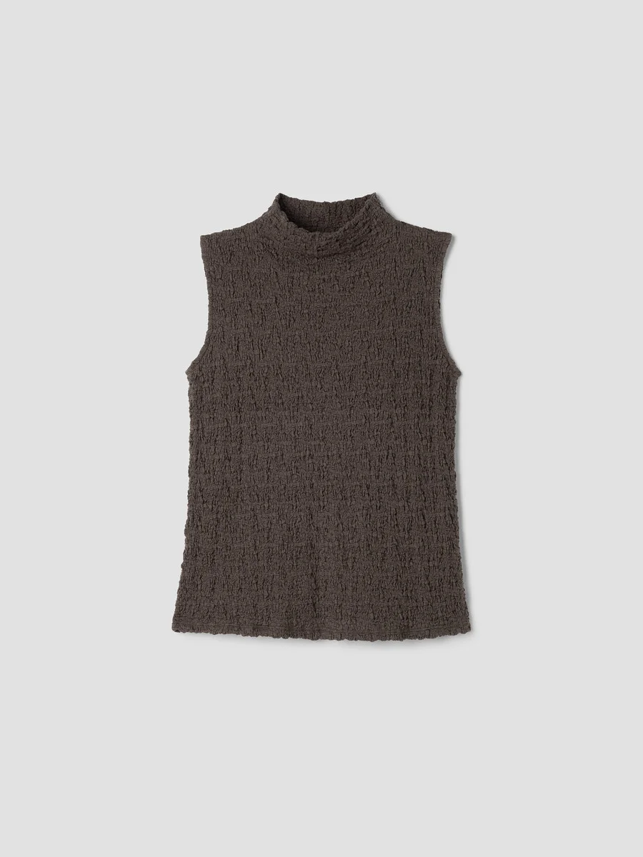 Bubble Jacquard Funnel Neck Top - 1