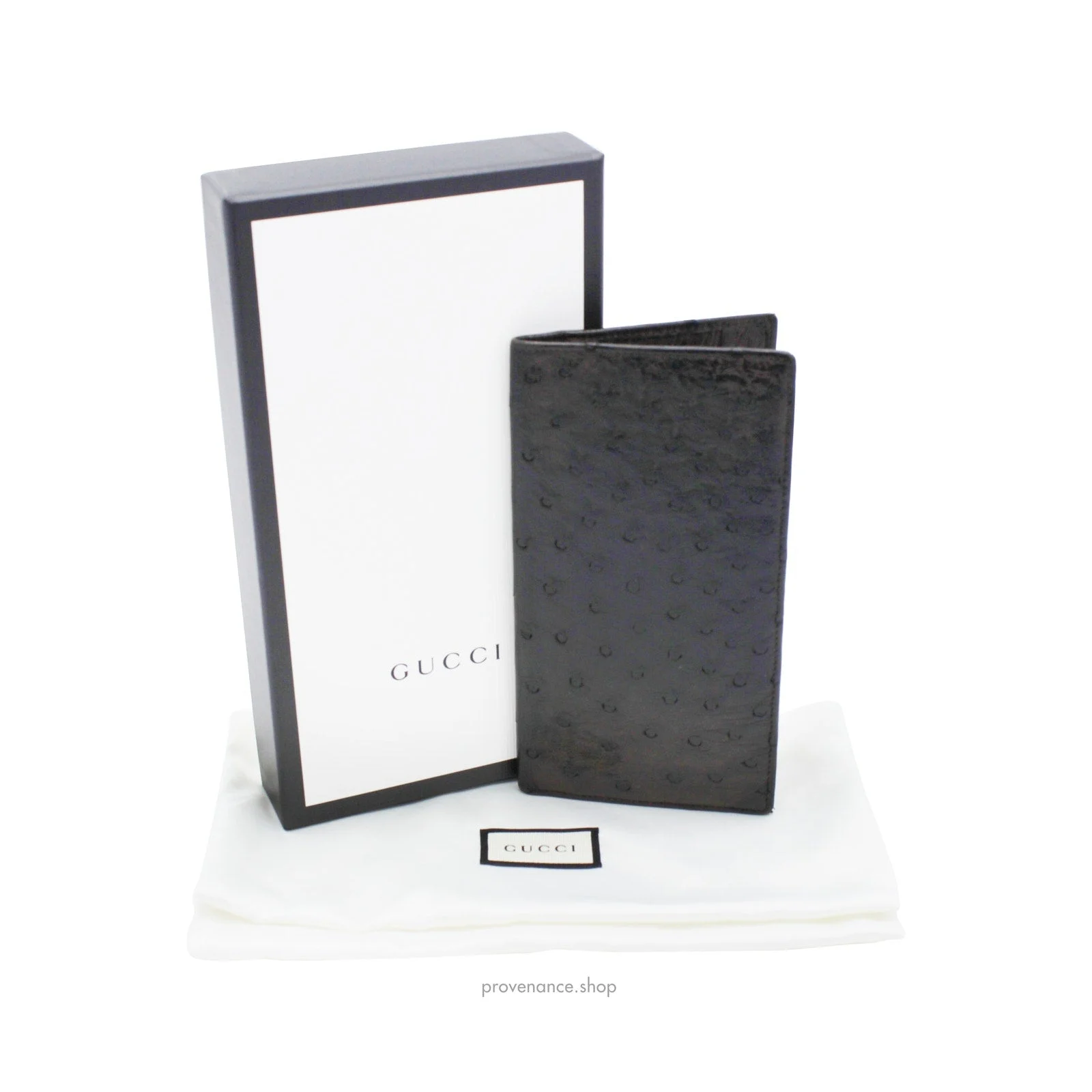 Gucci Long Wallet - Olive Brown Ostrich Leather - 1