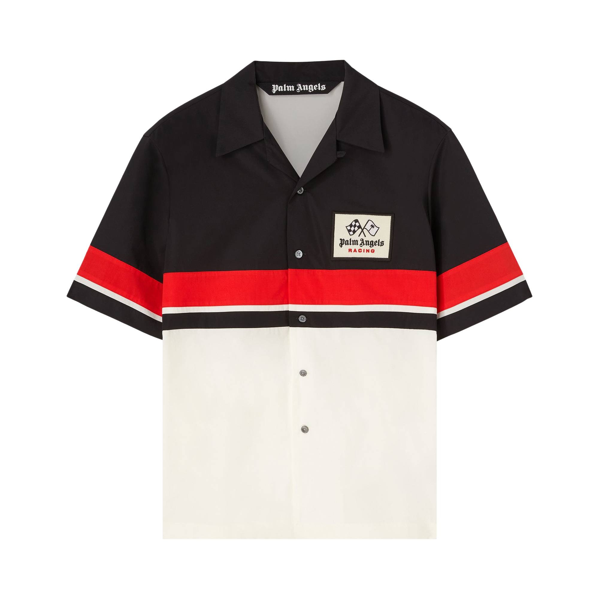 Palm Angels x Haas MoneyGram Racing Bowling Shirt 'Black/White/Red' - 1