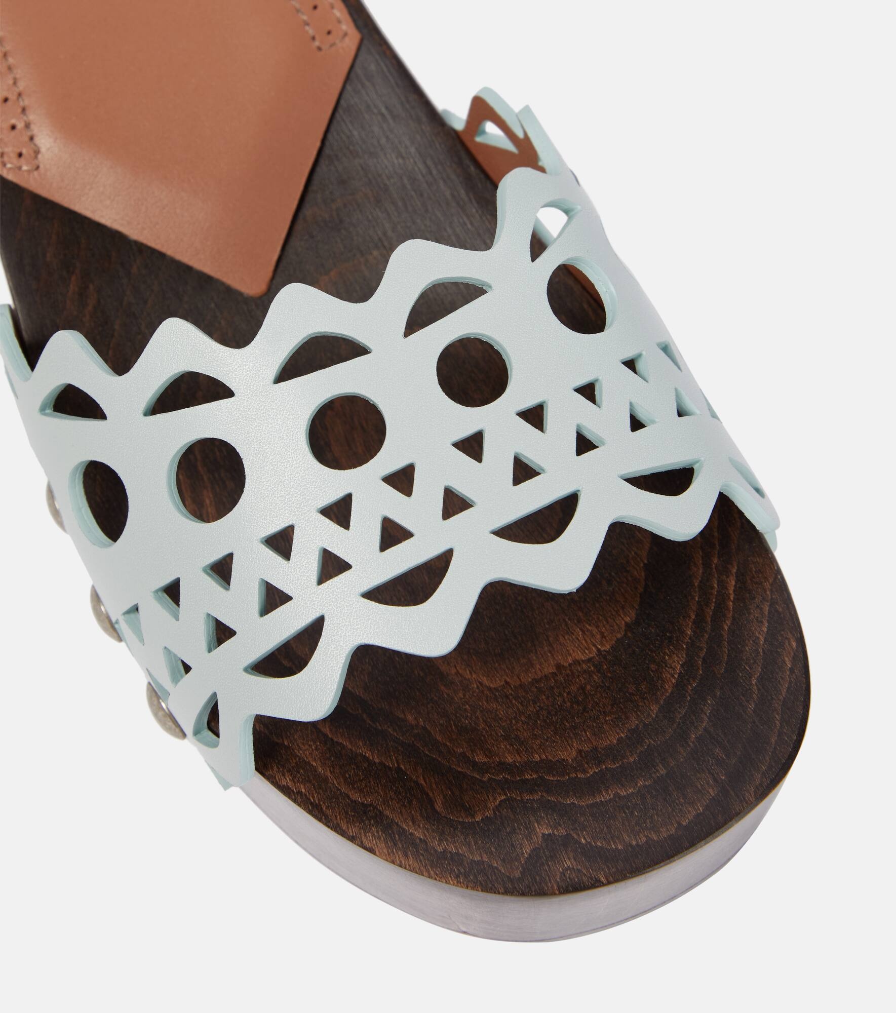 Vienne leather and wood slides - 6