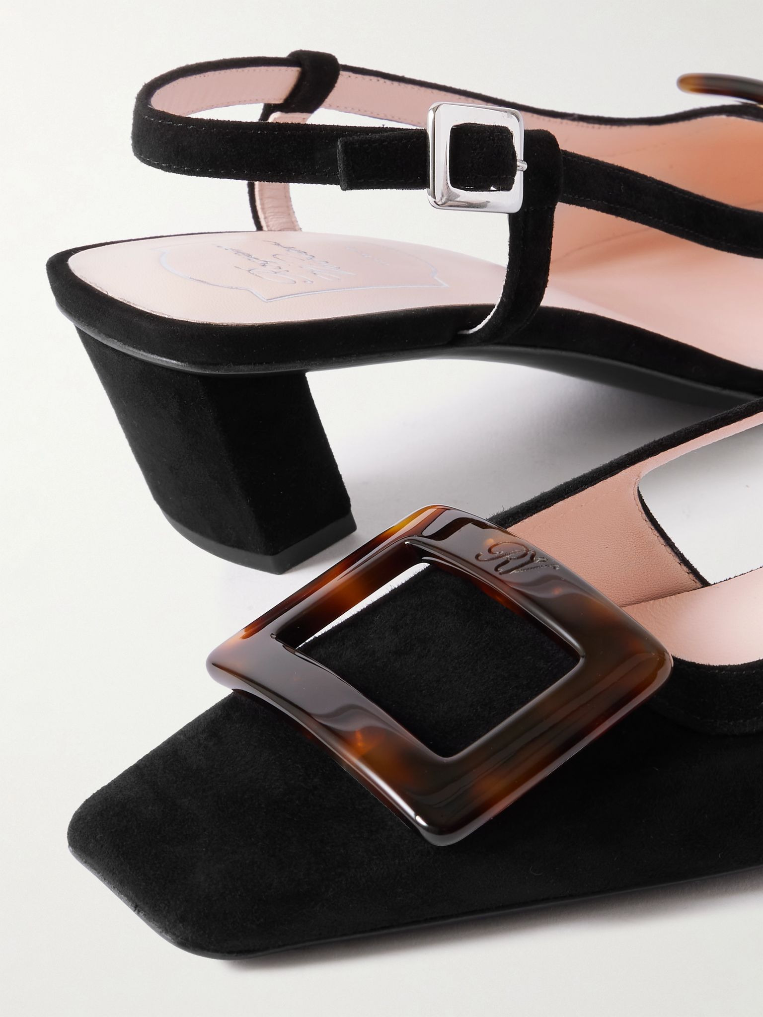 Belle Vivier 45 suede slingback pumps Black - 4