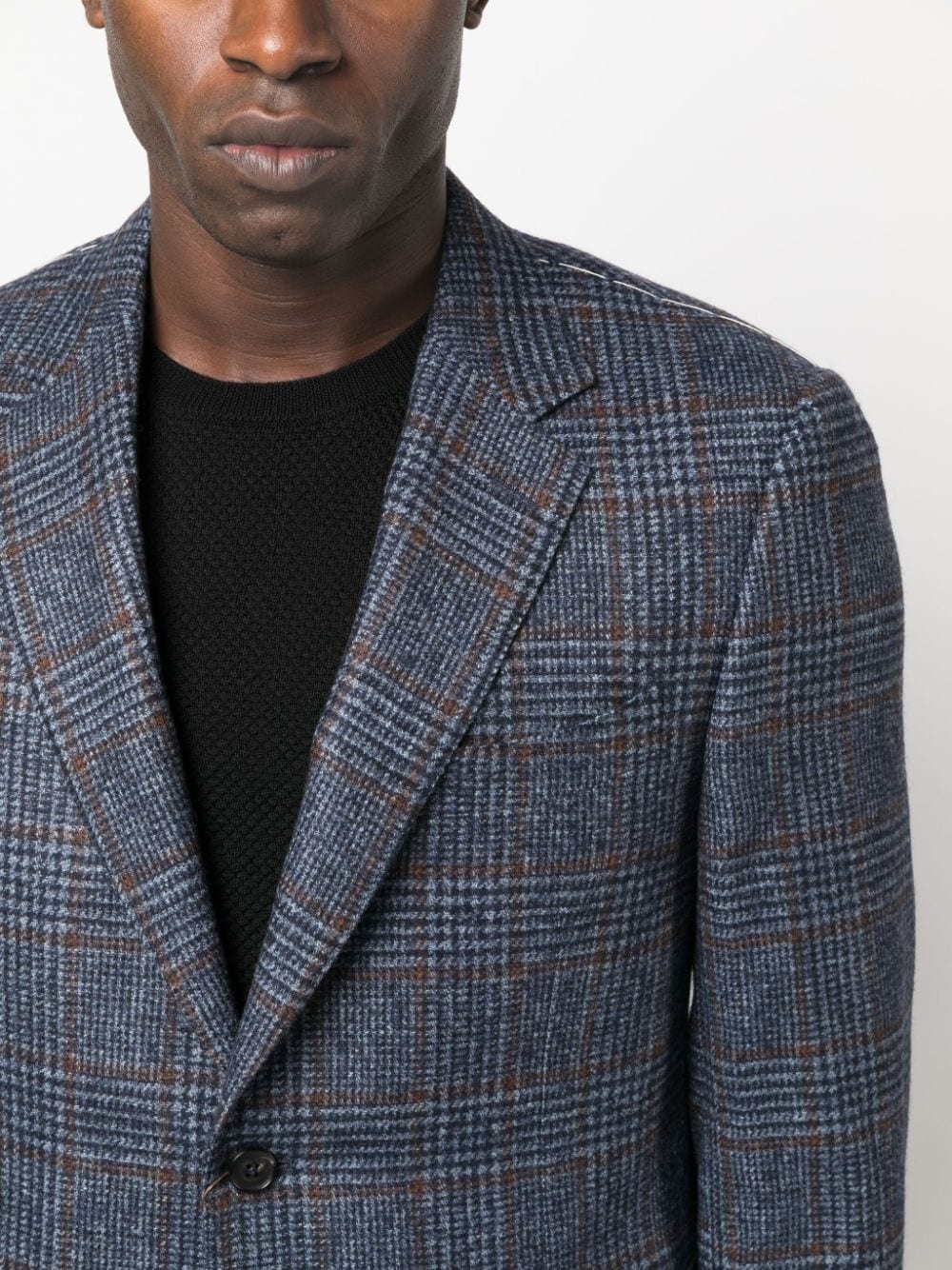 logo-patch check-pattern blazer - 5