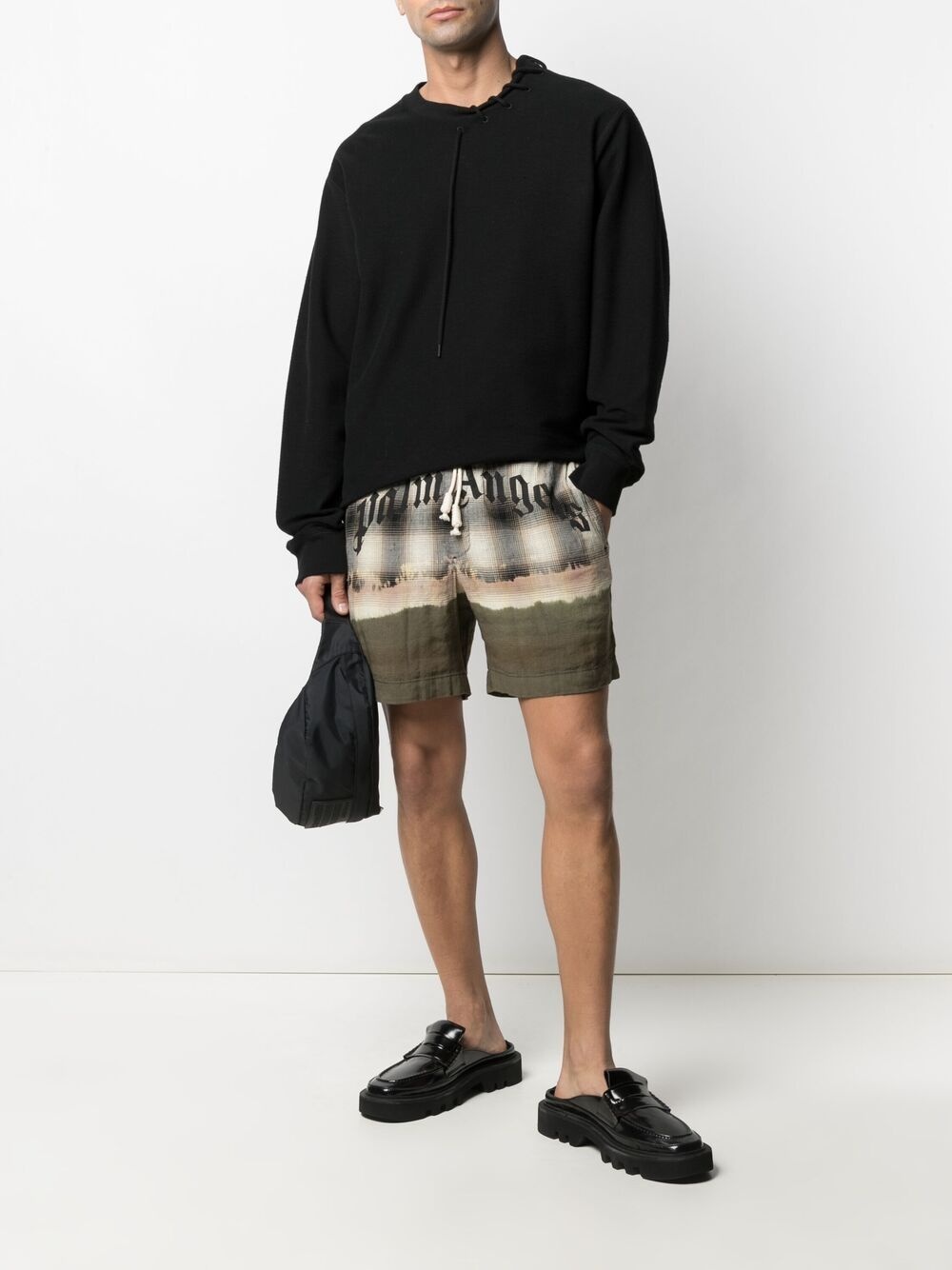 plaid-check print track shorts - 2