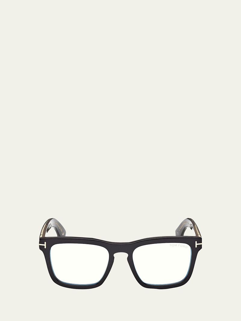 Men's Icon Square Acetate Blue Block Optical Glasses with Clip-On Sunglasses 1