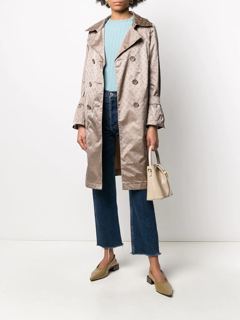 logo print trench coat - 2