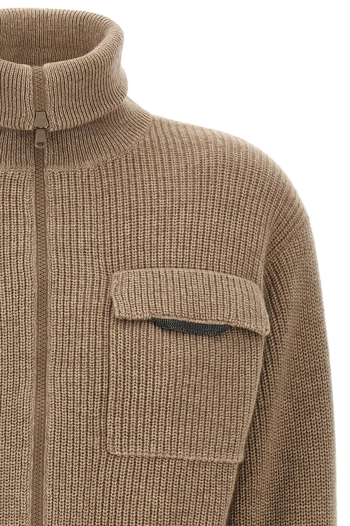 'Shiny Flap Detail' cropped cardigan - 3