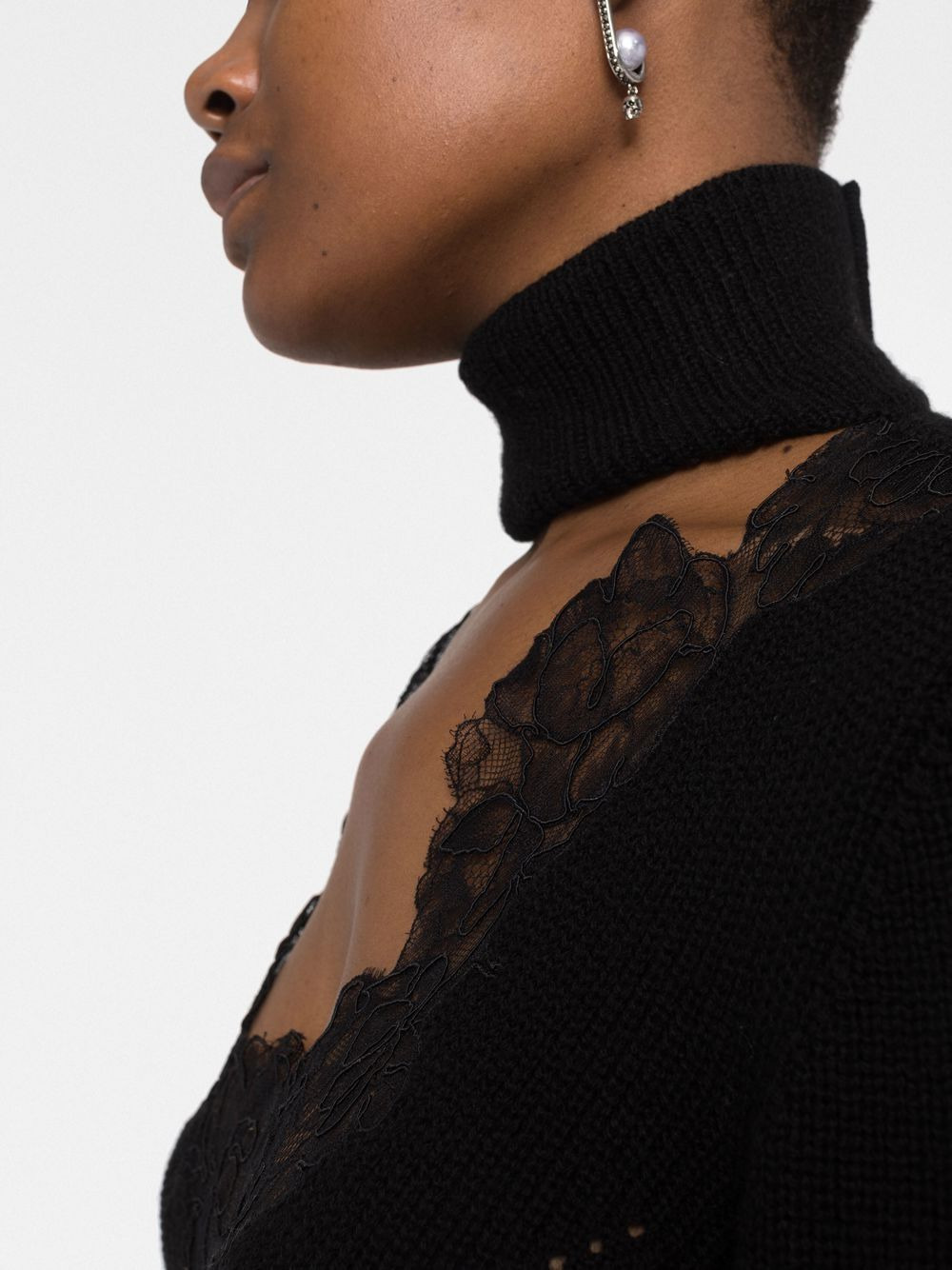 lace-trim knitted jumper dress - 5