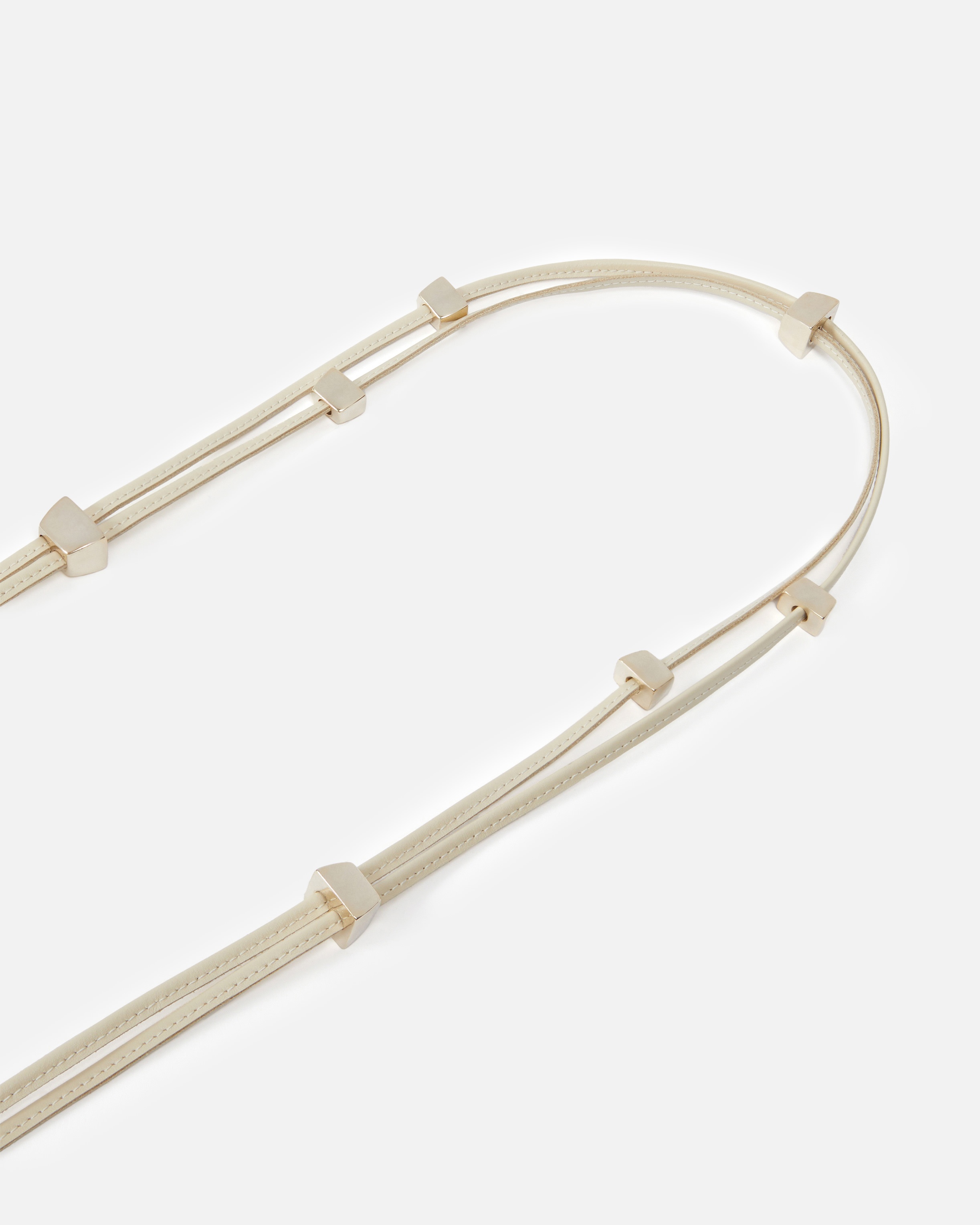 TUBULAR LEATHER BELT WITH GOLD METAL NUGGETS - 5