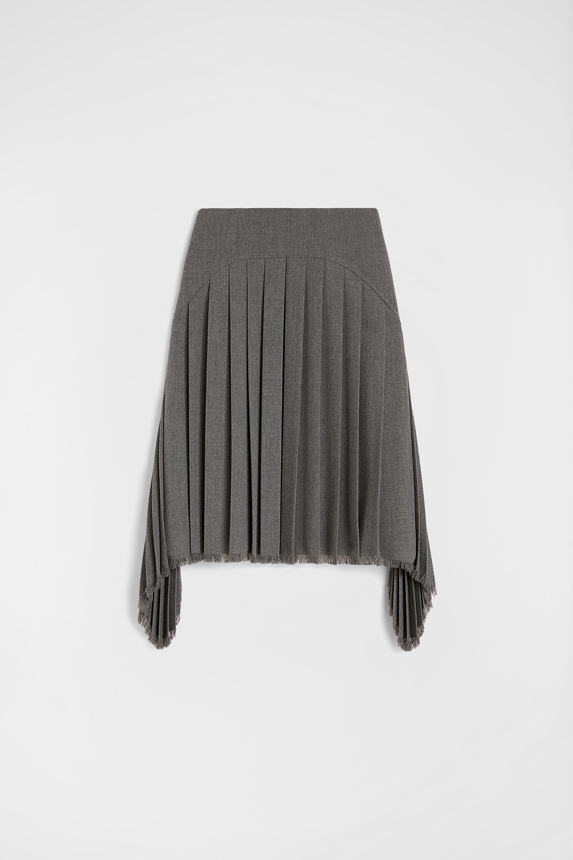 Wool Canvas Pleated Skirt - 3