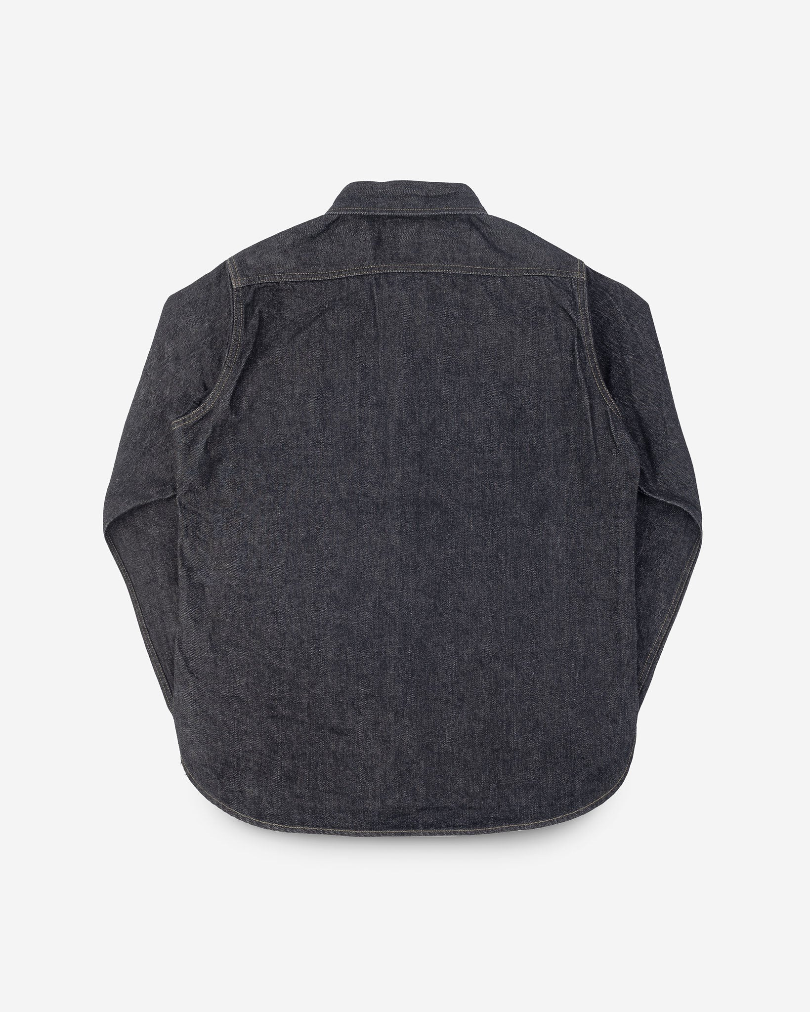 IHSH-326-BLK 12oz Selvedge Denim Work Shirt With Snaps - Black/Cream - 12