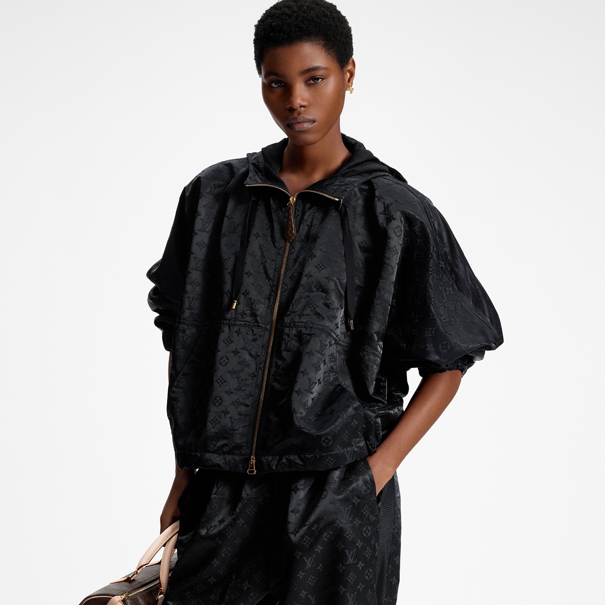 Shiny Monogram Short Parka - 5