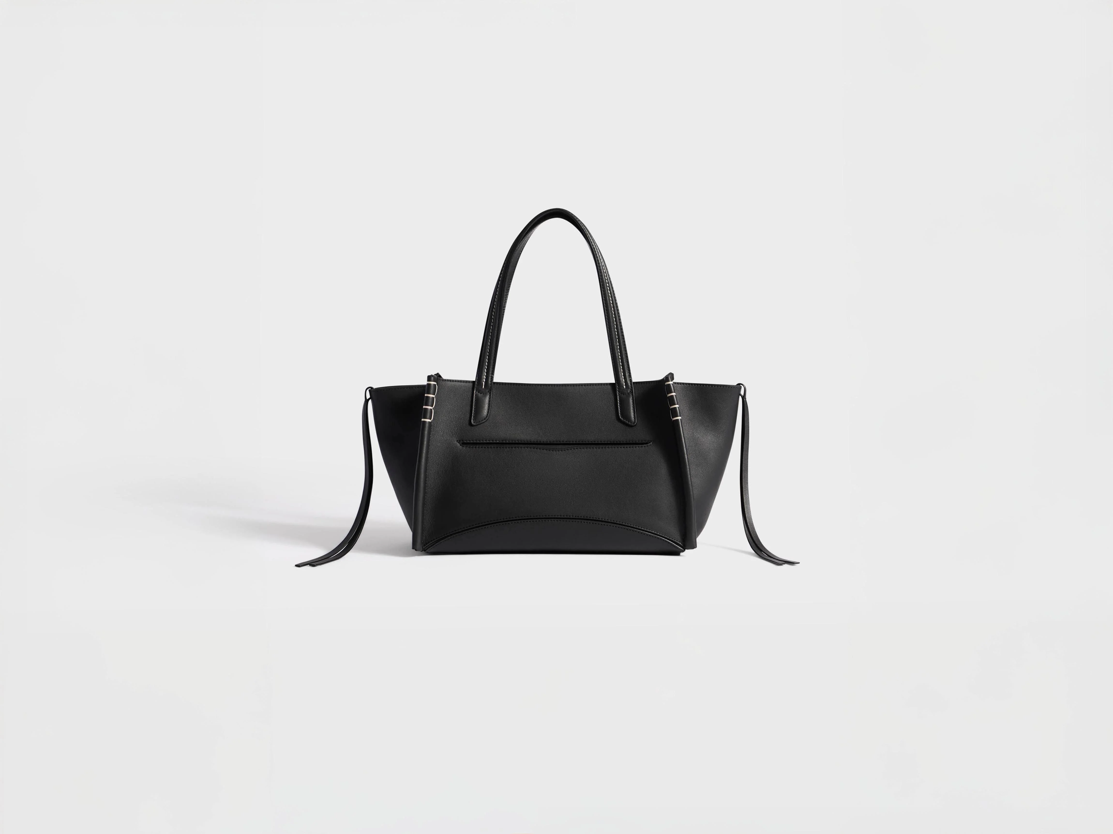 ELONGATED LOAFER CABAS BAG IN BLACK LEATHER - 1