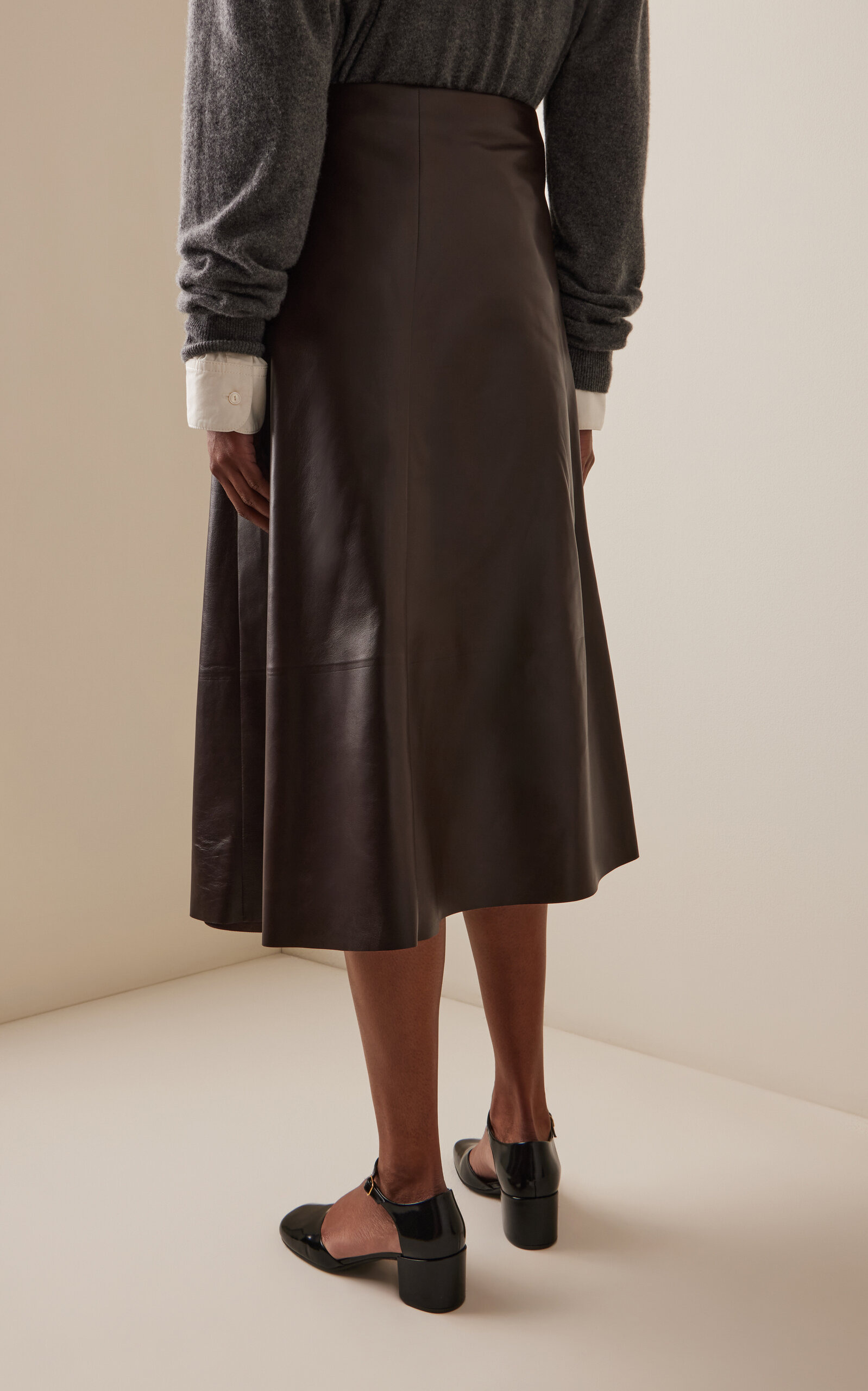 Hedora Leather Midi Skirt brown - 4