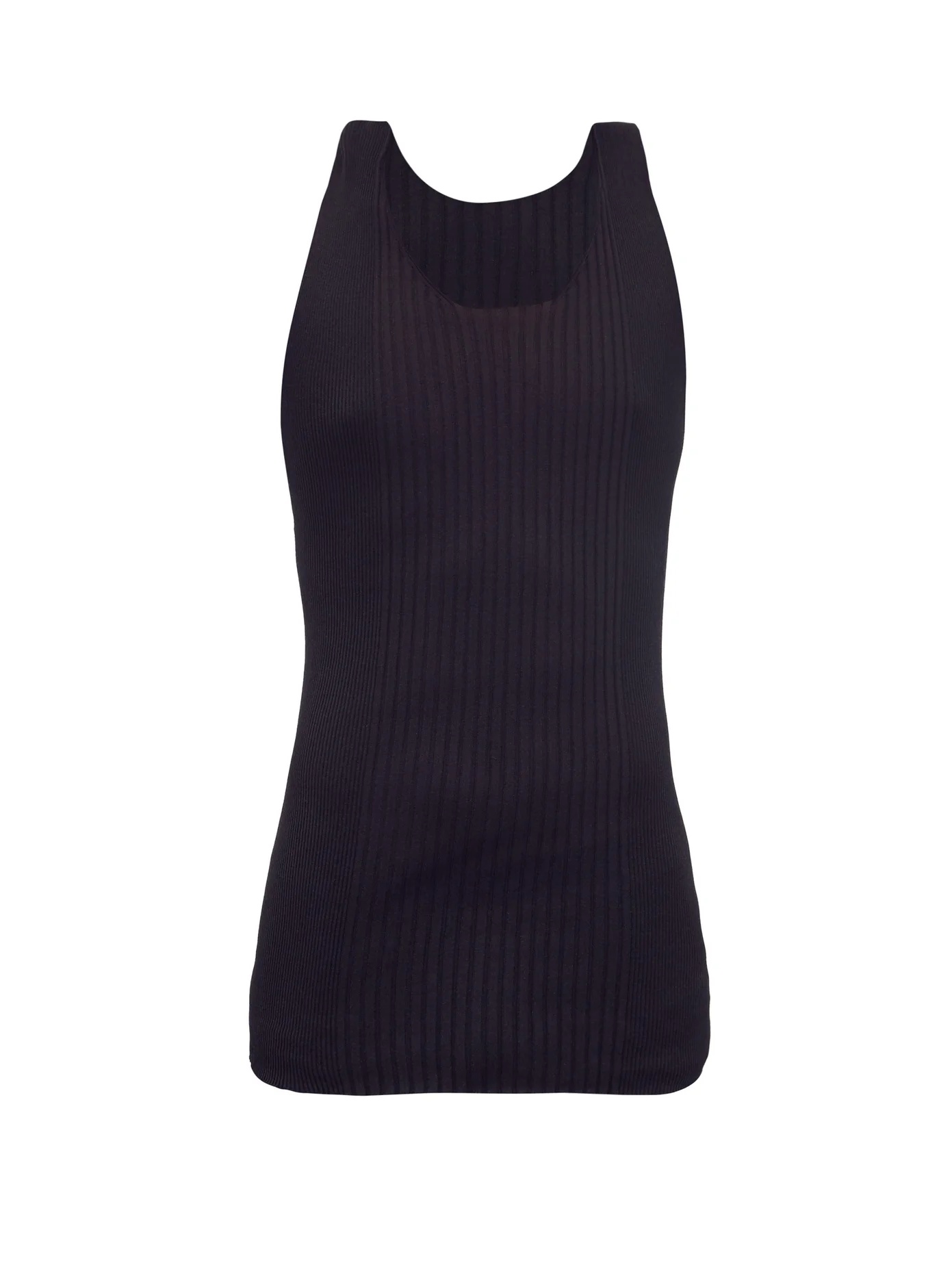 Twist-back cotton-blend ribbed tank top - 1